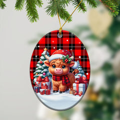 Ramsay Modern Tartan Christmas Ceramic Ornament - Highland Cow Winter Style