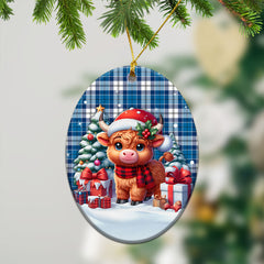 Roberton Tartan Christmas Ceramic Ornament - Highland Cow Winter Style