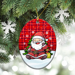 Rose Modern Tartan Christmas Ceramic Ornament - Scottish Santa Style