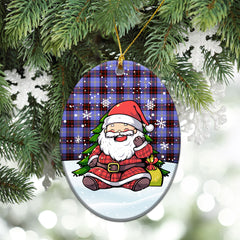 Rutherford Tartan Christmas Ceramic Ornament - Scottish Santa Style