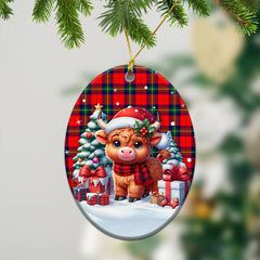 Ruthven Modern Tartan Christmas Ceramic Ornament - Highland Cow Winter Style