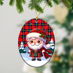 Ruthven Modern Tartan Christmas Ceramic Ornament - Santa Claus In Kilt Style