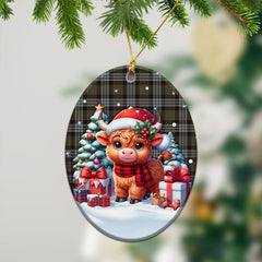 Stewart Old Weathered Tartan Christmas Ceramic Ornament - Highland Cow Winter Style