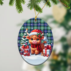 Sutherland Old Ancient Tartan Christmas Ceramic Ornament - Highland Cow Winter Style