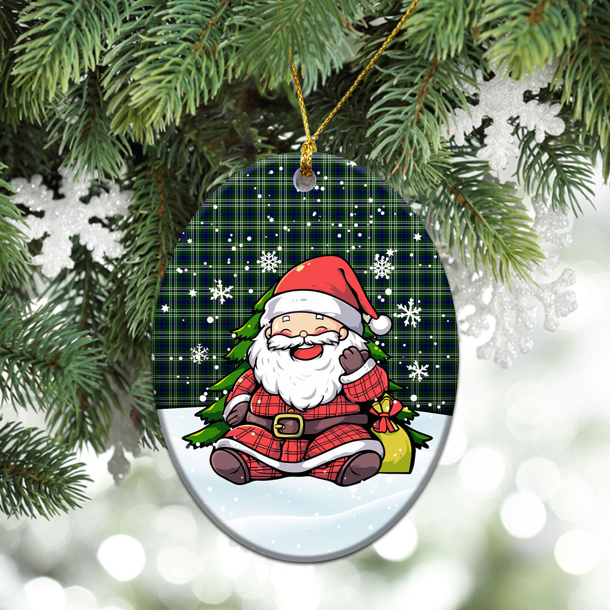 Swinton Tartan Christmas Ceramic Ornament - Scottish Santa Style