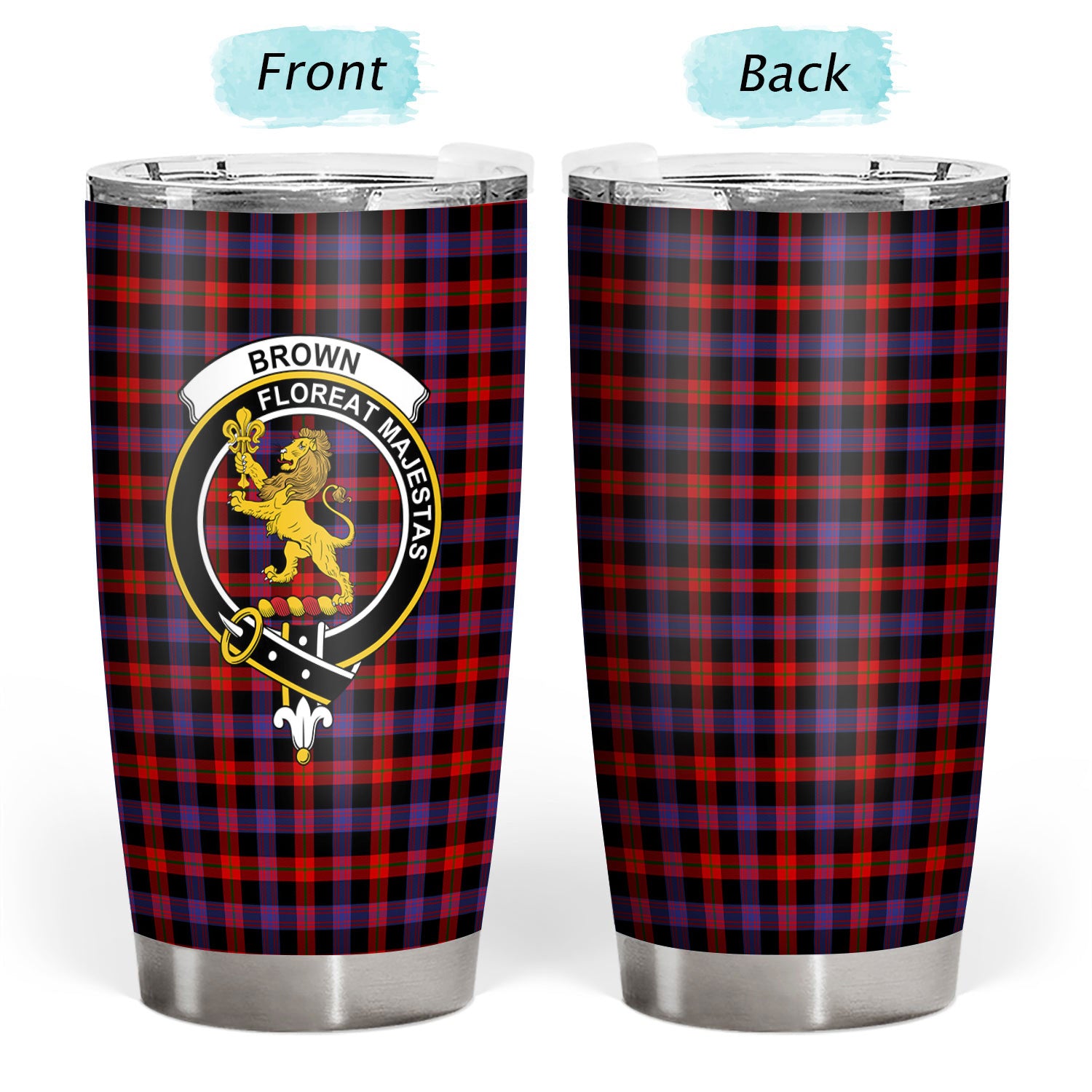 Brown Modern Tartan Crest Tumbler