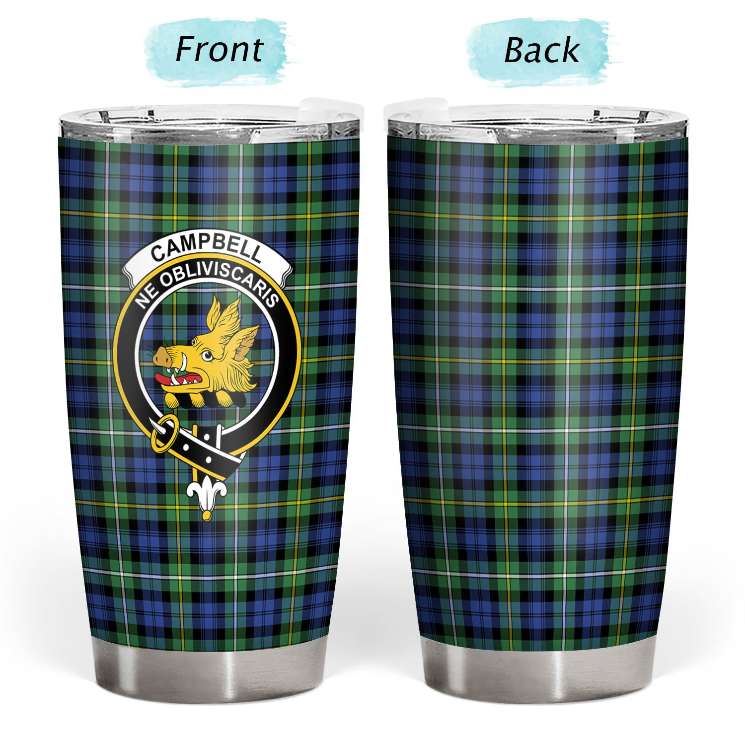 Campbell Argyll Ancient Tartan Crest Tumbler