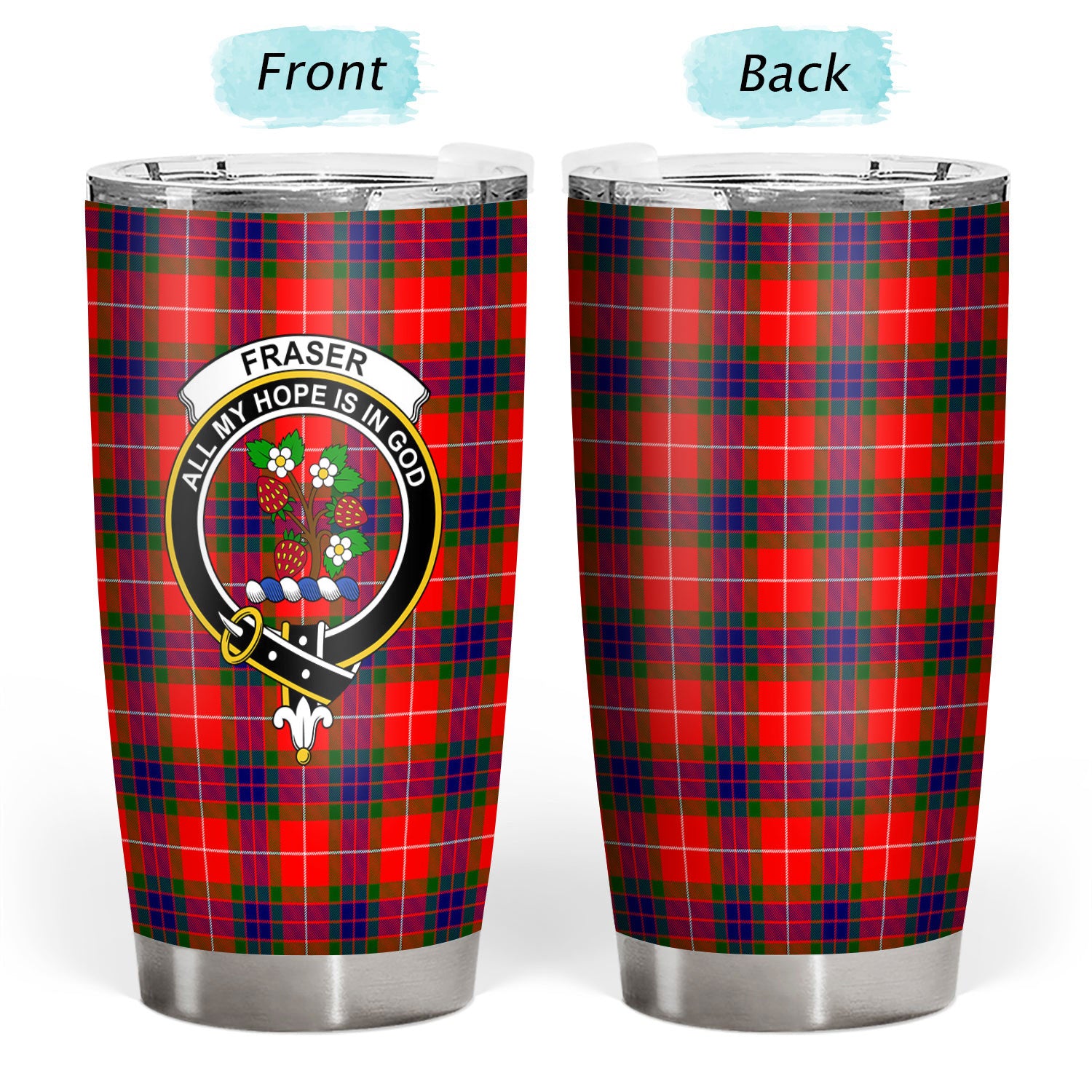 Fraser Tartan Crest Tumbler