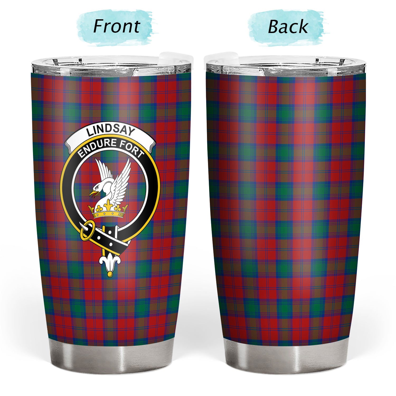 Lindsay Modern Tartan Crest Tumbler