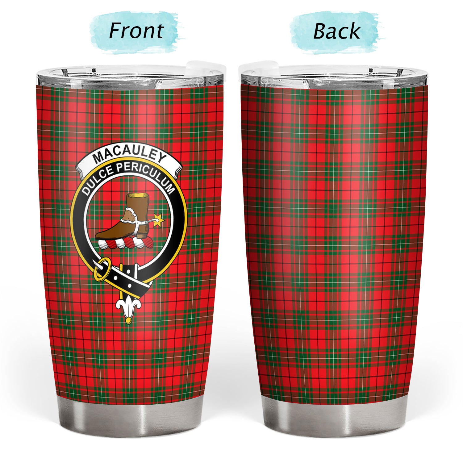 MacAuley Modern Tartan Crest Tumbler