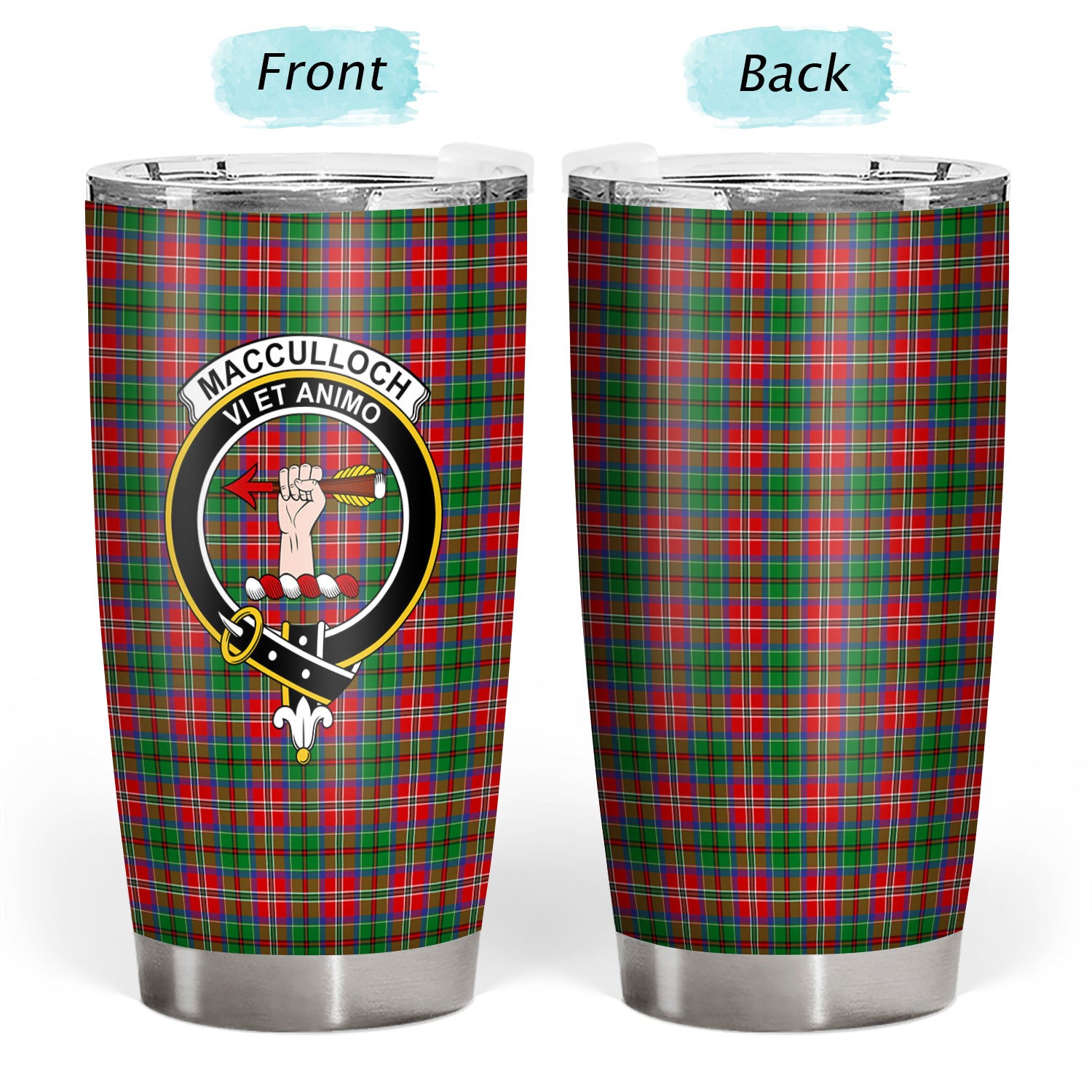 MacCulloch (McCulloch) Tartan Crest Tumbler