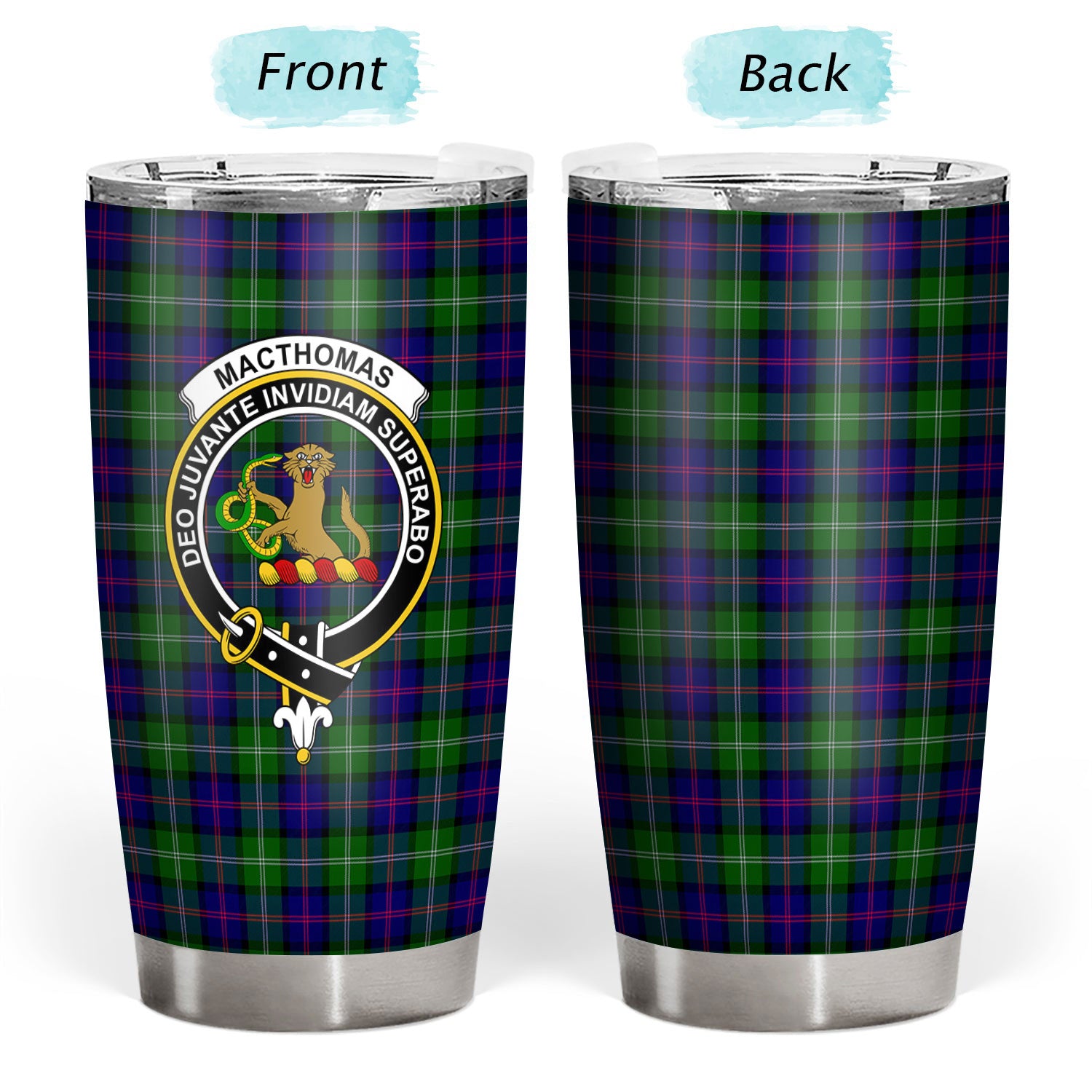 MacThomas Modern Tartan Crest Tumbler