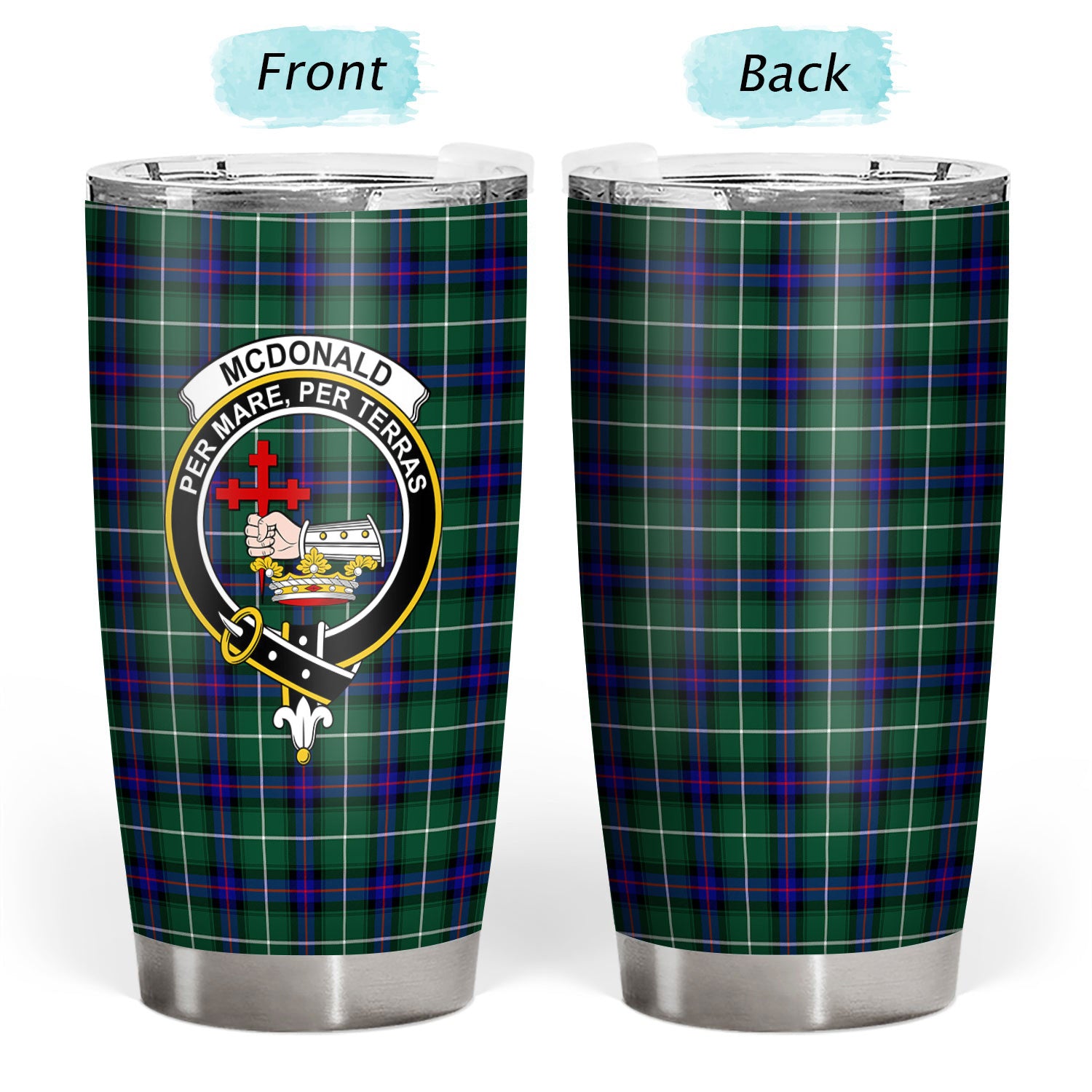 McDonald of the Isles Hunting Modern Tartan Crest Tumbler