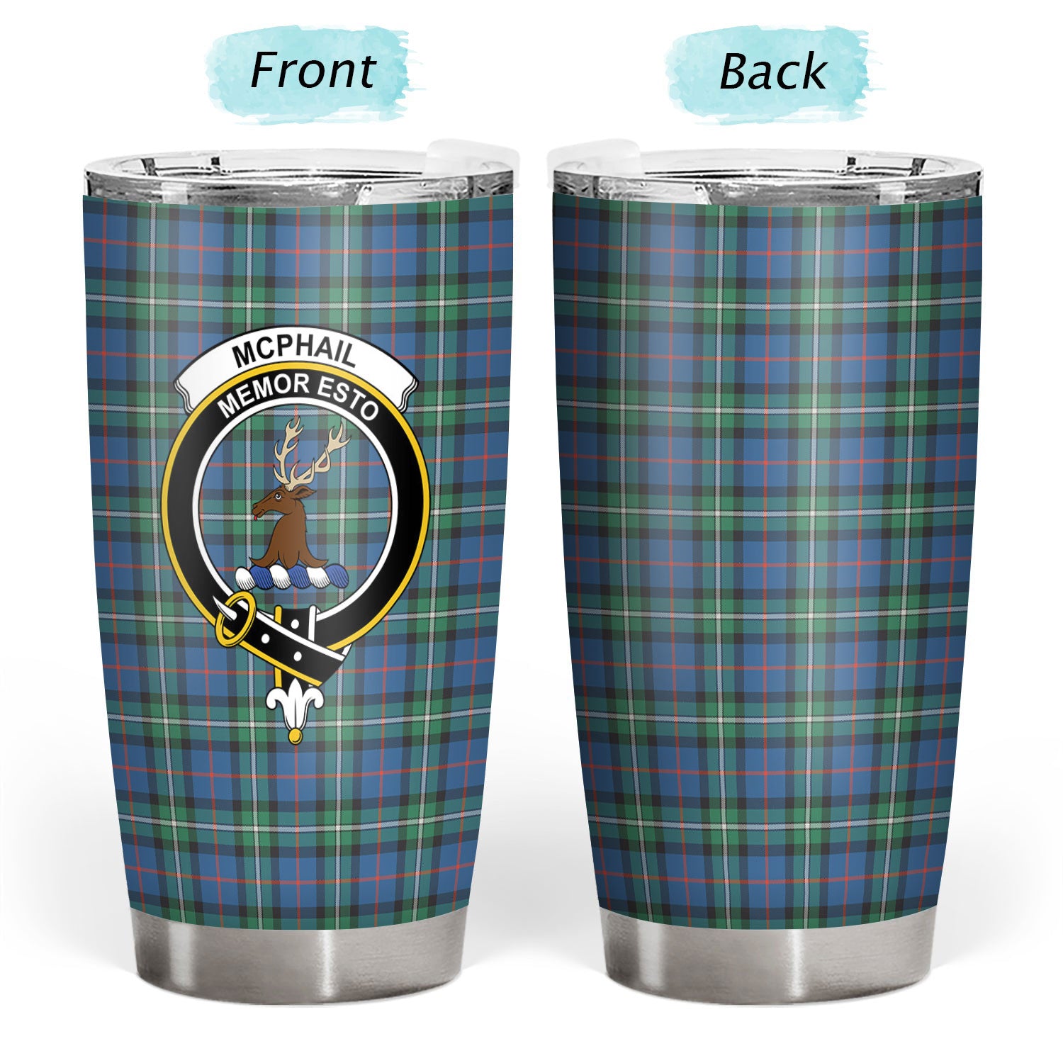 McPhail Hunting Ancient Tartan Crest Tumbler