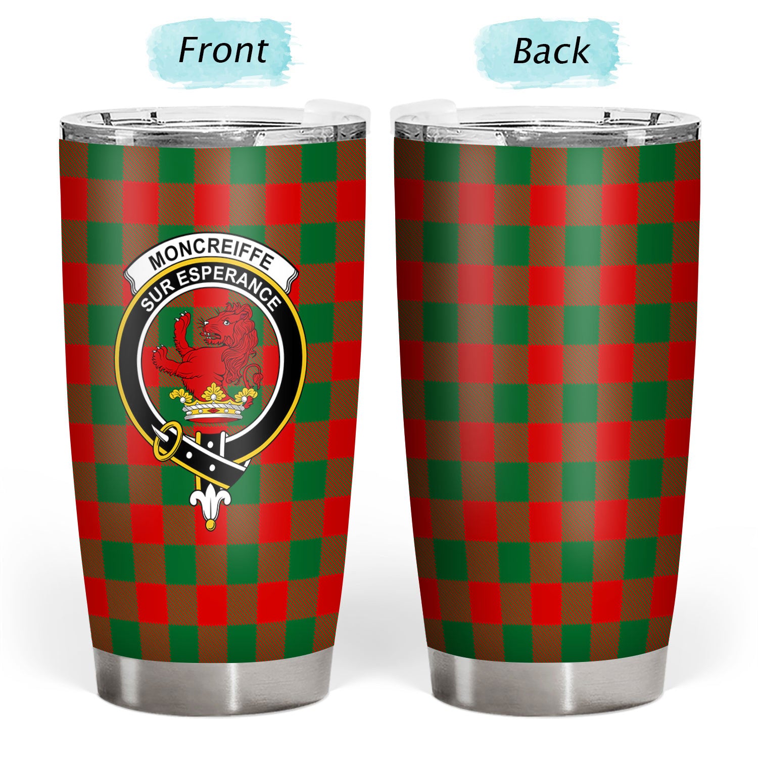 Moncreiffe (or Moncreiff) Tartan Crest Tumbler