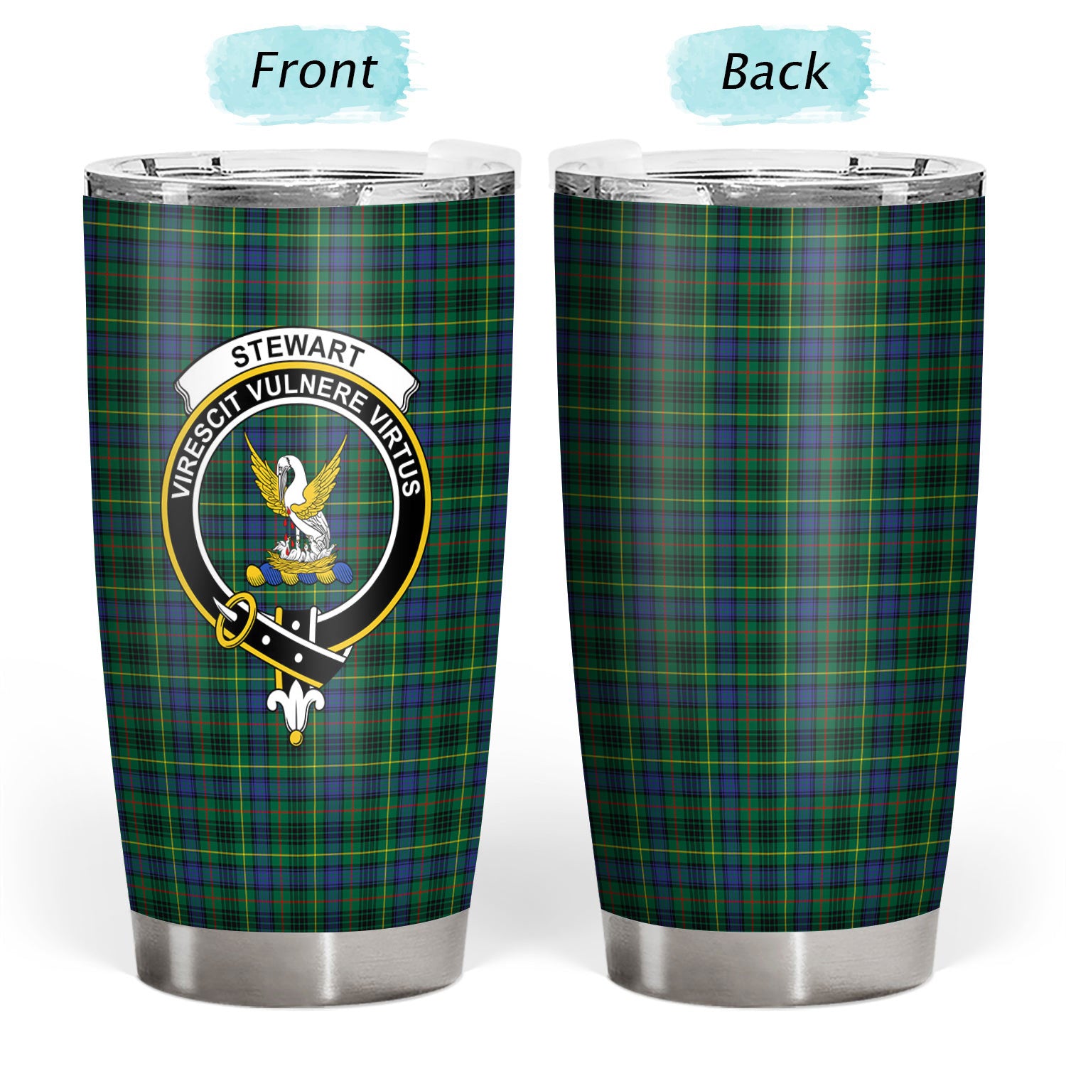 Stewart Hunting Modern Tartan Crest Tumbler