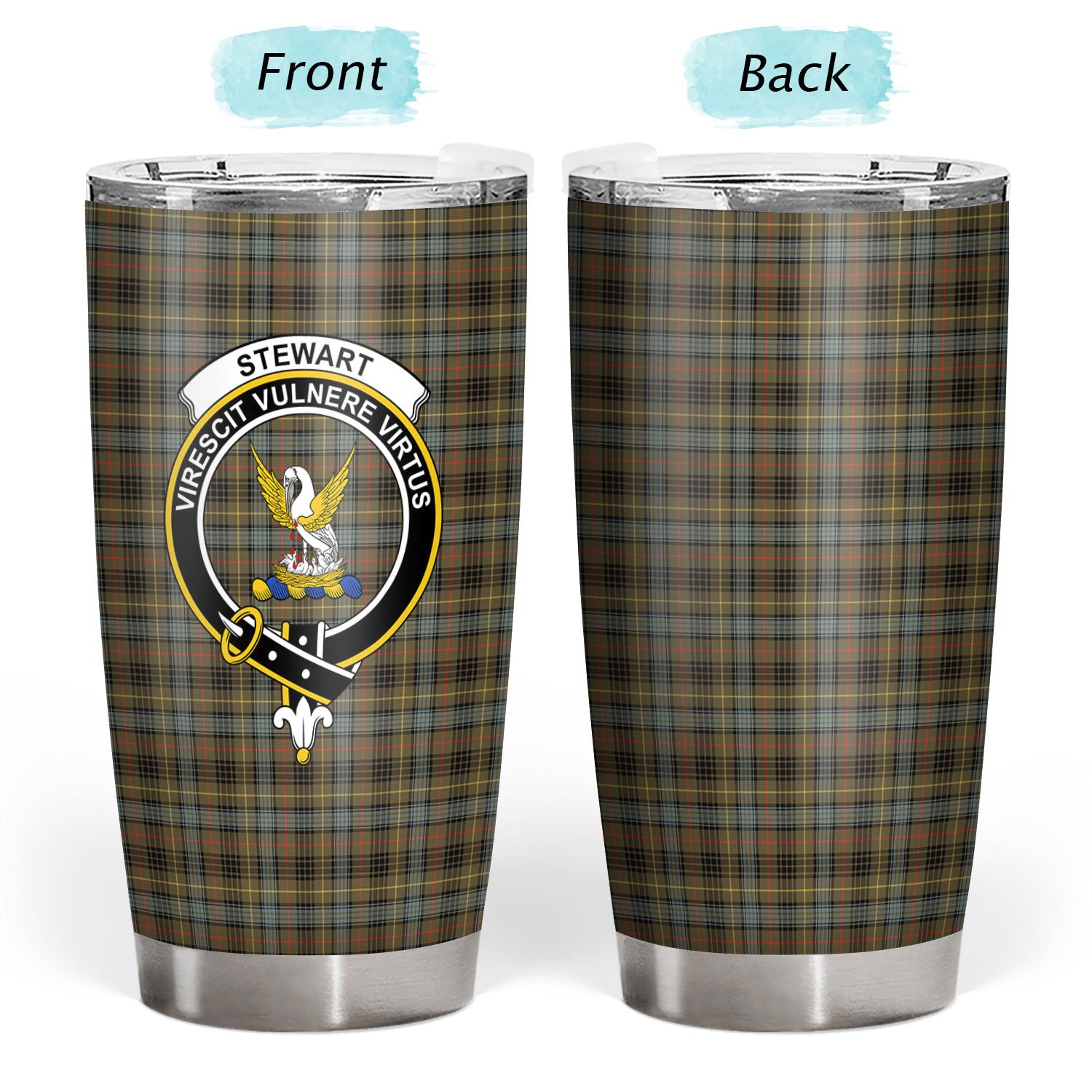 Stewart Hunting Weathered Tartan Crest Tumbler