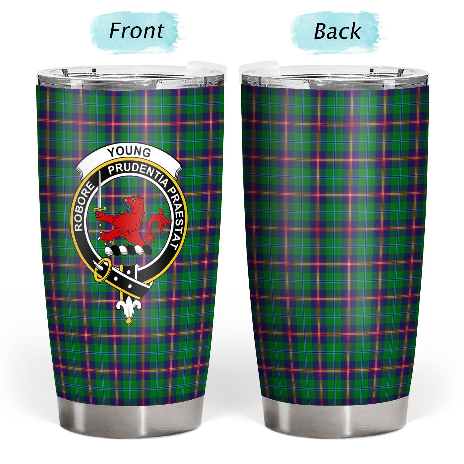 Young Modern Tartan Crest Tumbler