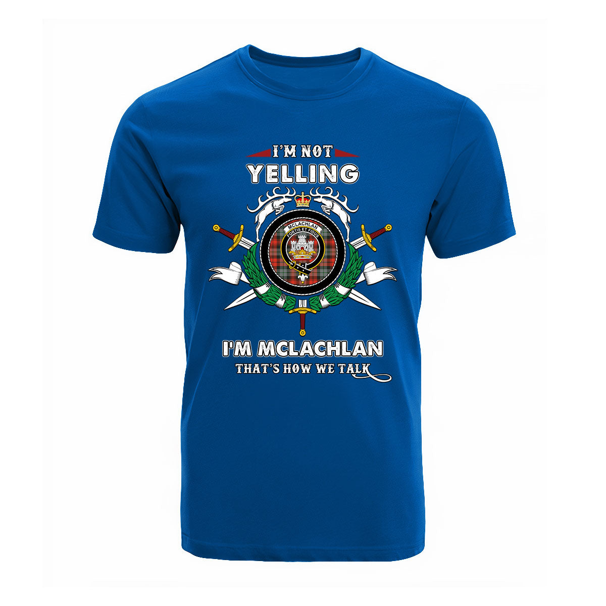 McLachlan Weathered Tartan Crest T-shirt - I'm not yelling style