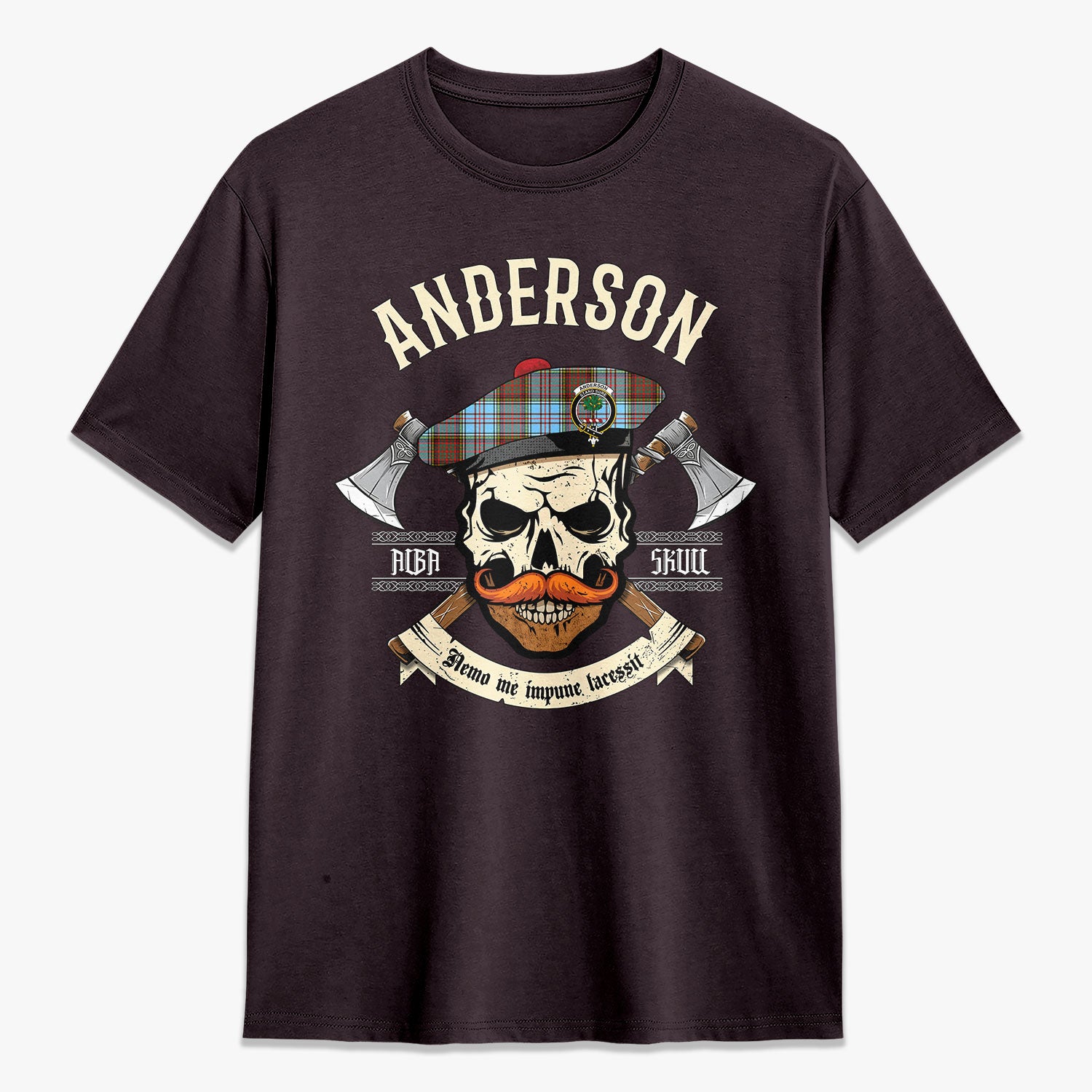 Anderson Ancient Tartan Crest 2D T-shirt - Alba Skull Style