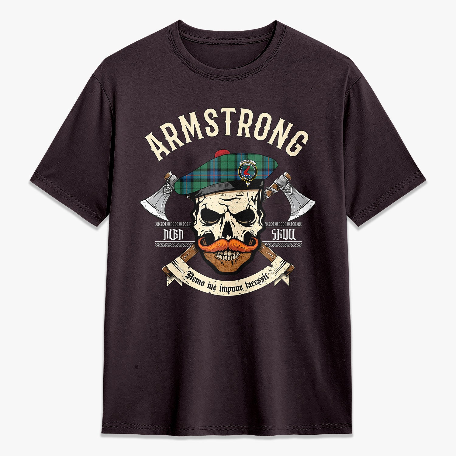 Armstrong Ancient Tartan Crest 2D T-shirt - Alba Skull Style