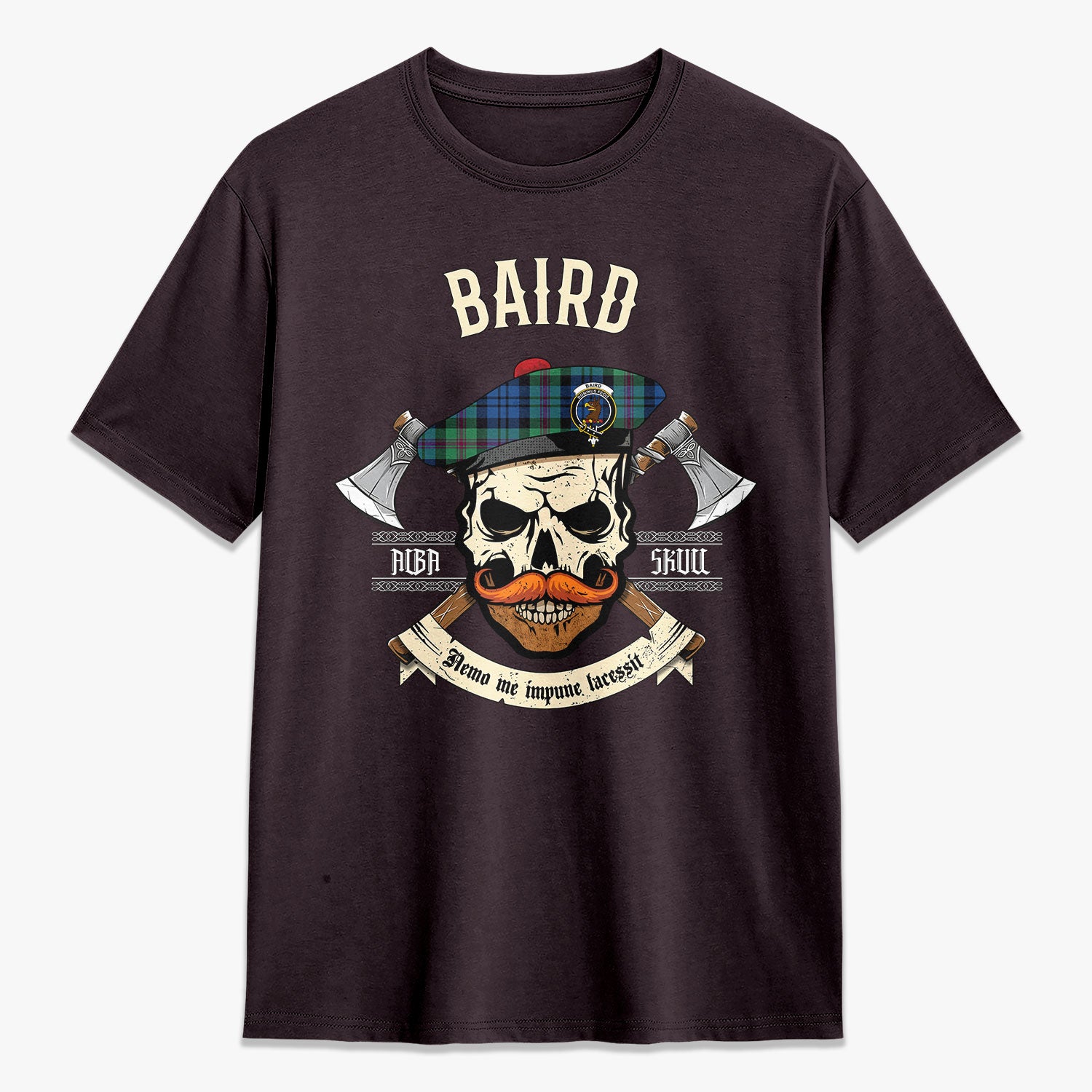 Baird Ancient Tartan Crest 2D T-shirt - Alba Skull Style