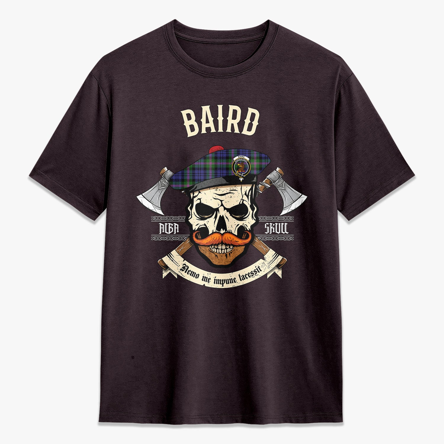 Baird Modern Tartan Crest 2D T-shirt - Alba Skull Style