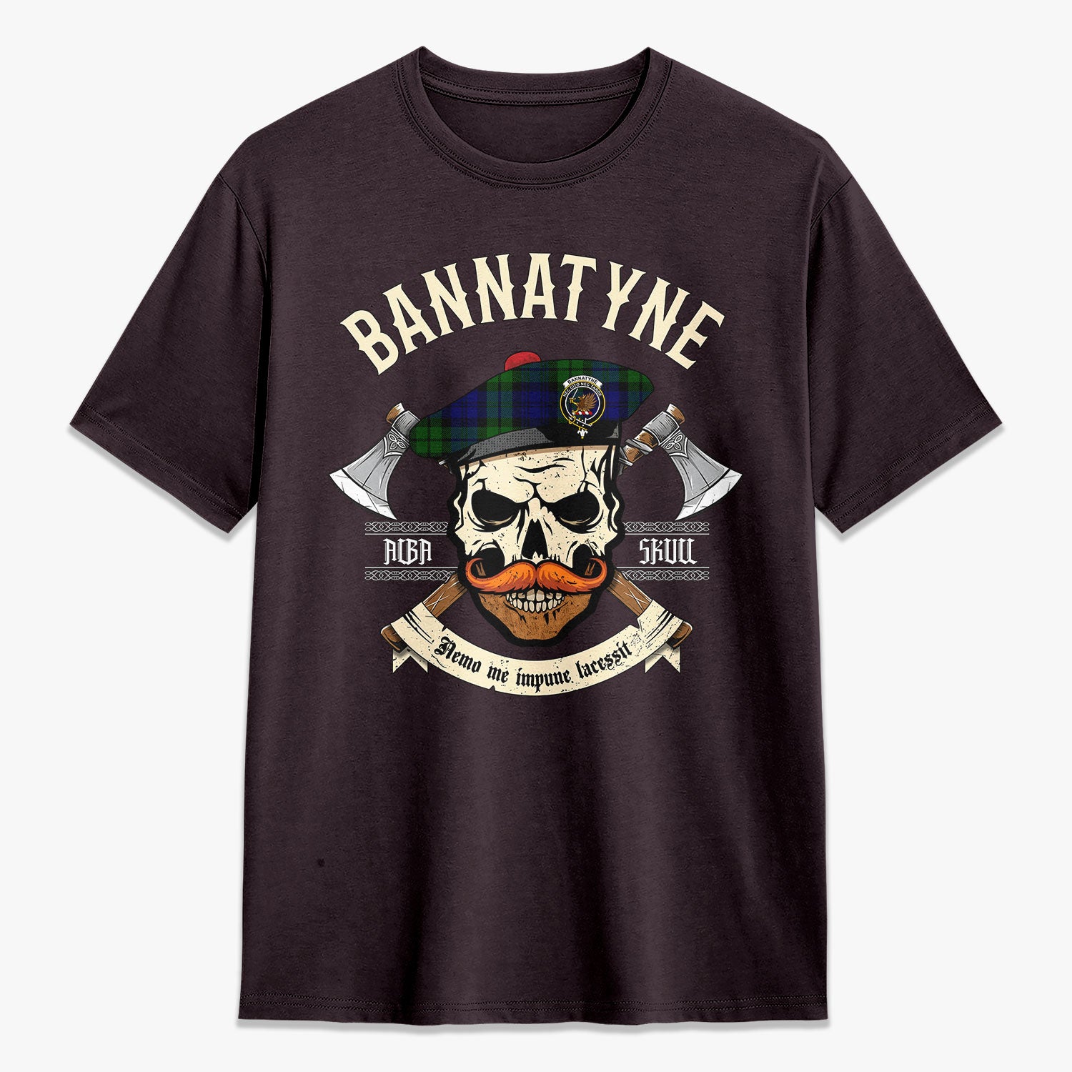 Bannatyne Tartan Crest 2D T-shirt - Alba Skull Style