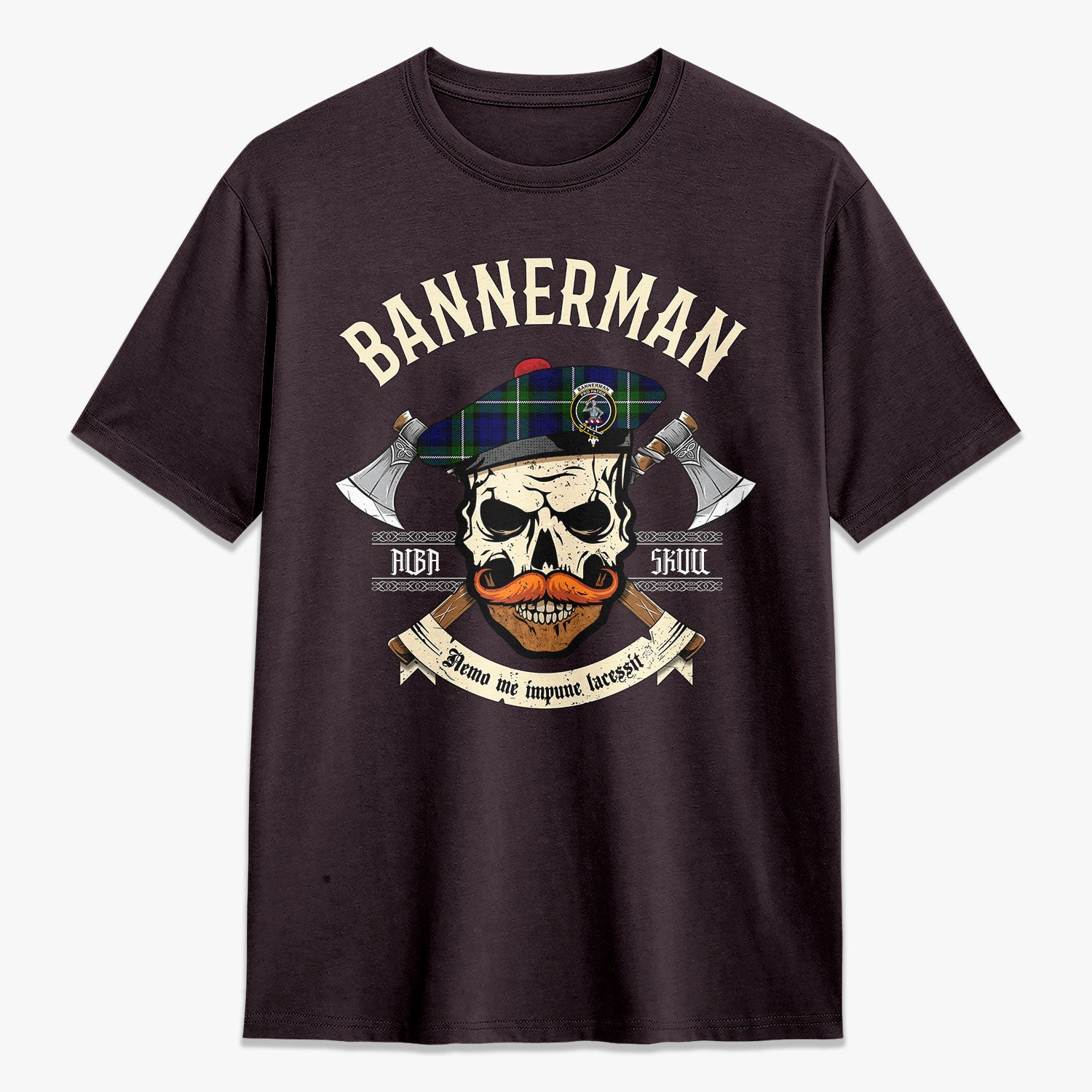 Bannerman Tartan Crest 2D T-shirt - Alba Skull Style