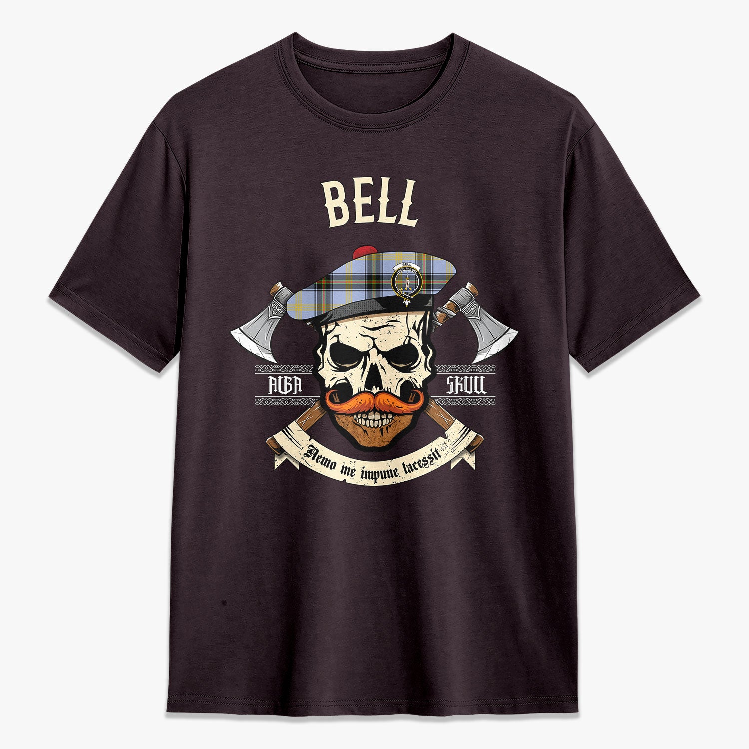 Bell of the Borders Tartan Crest 2D T-shirt - Alba Skull Style