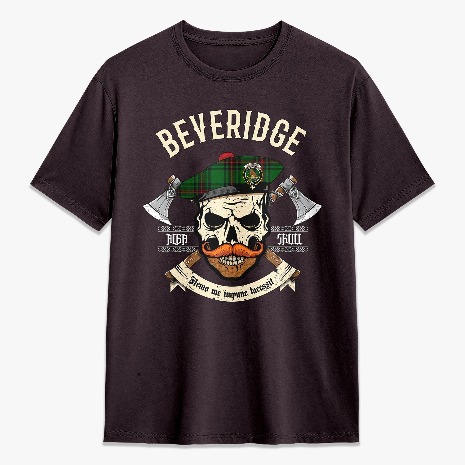 Beveridge Tartan Crest 2D T-shirt - Alba Skull Style