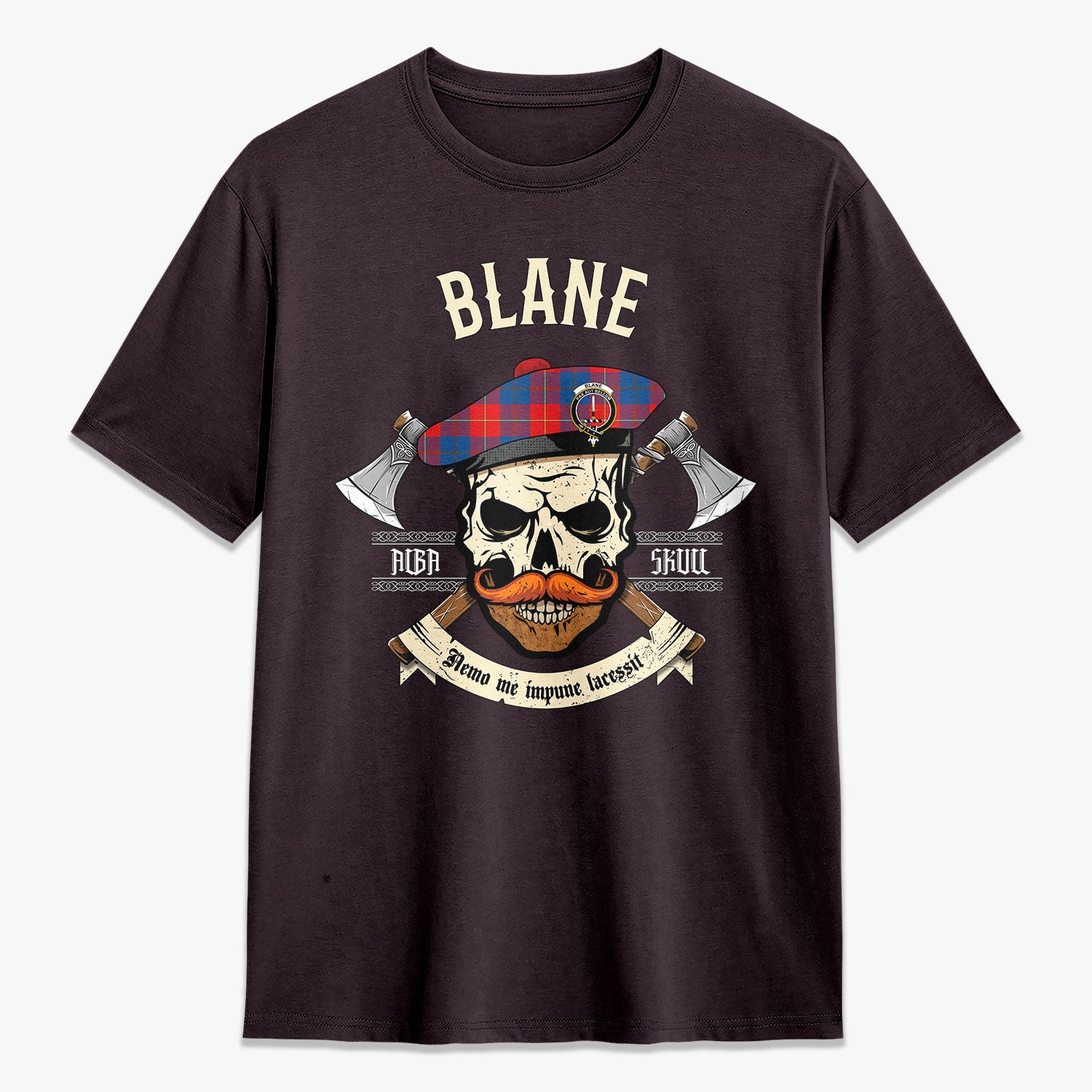 Blane Tartan Crest 2D T-shirt - Alba Skull Style