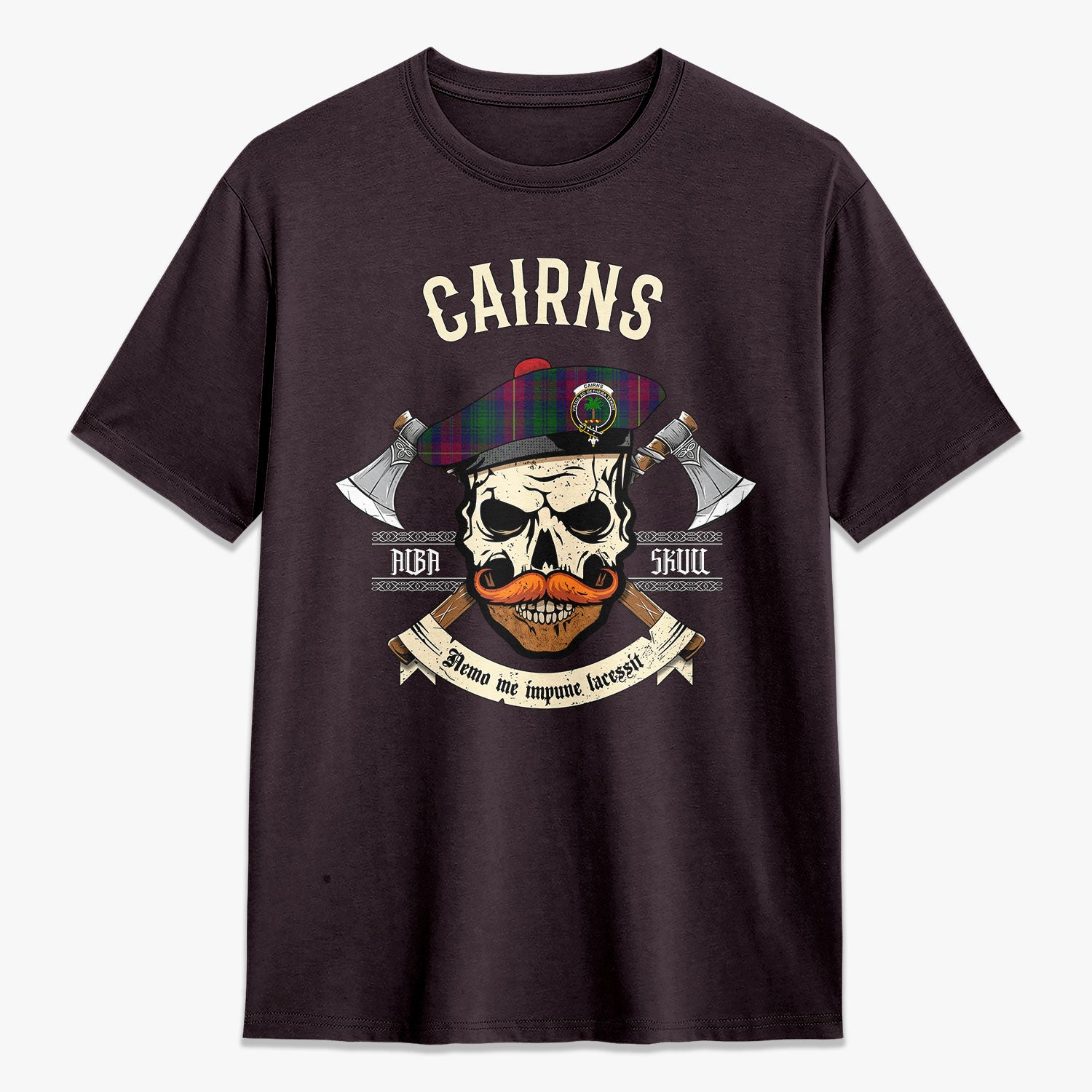 Cairns Tartan Crest 2D T-shirt - Alba Skull Style