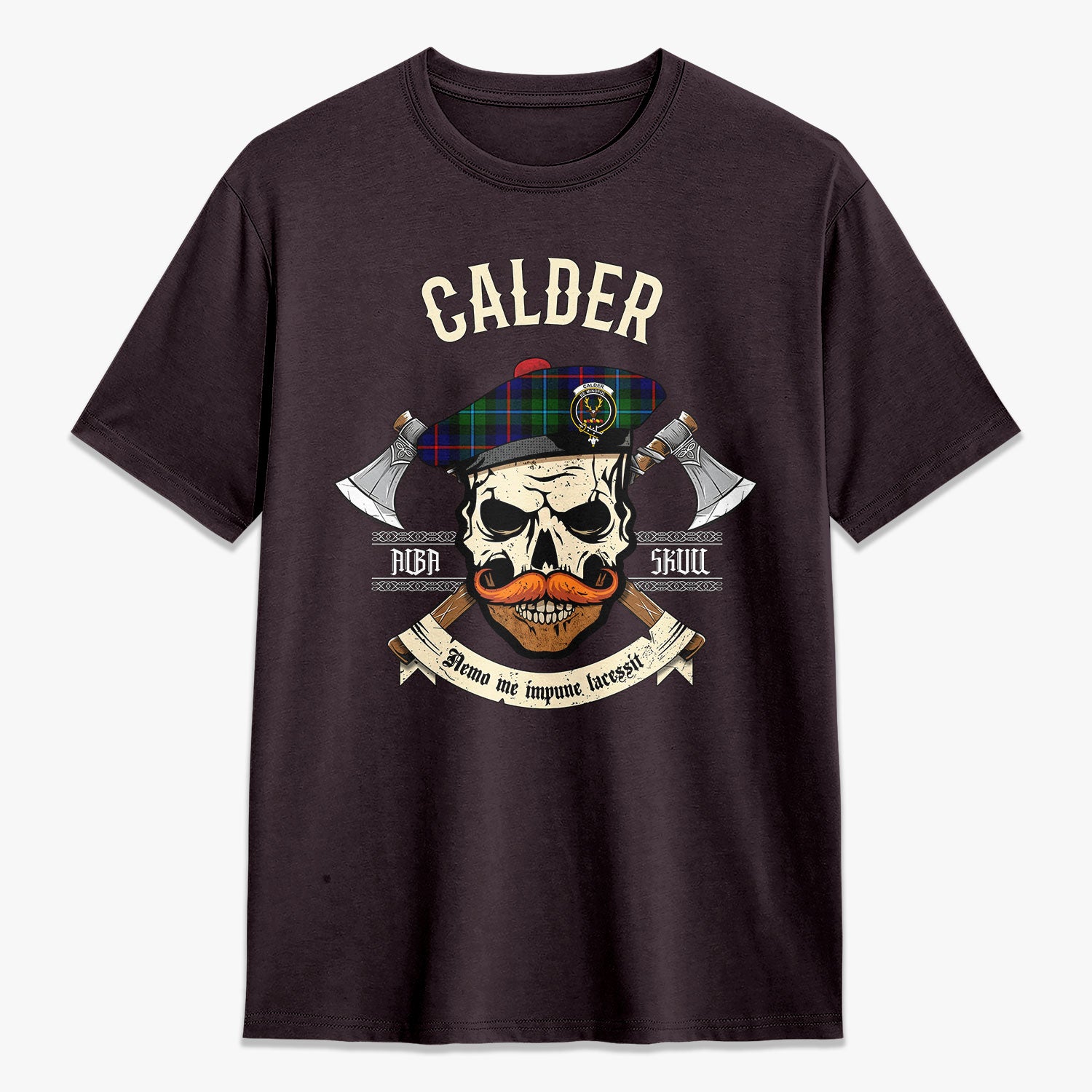 Calder Tartan Crest 2D T-shirt - Alba Skull Style