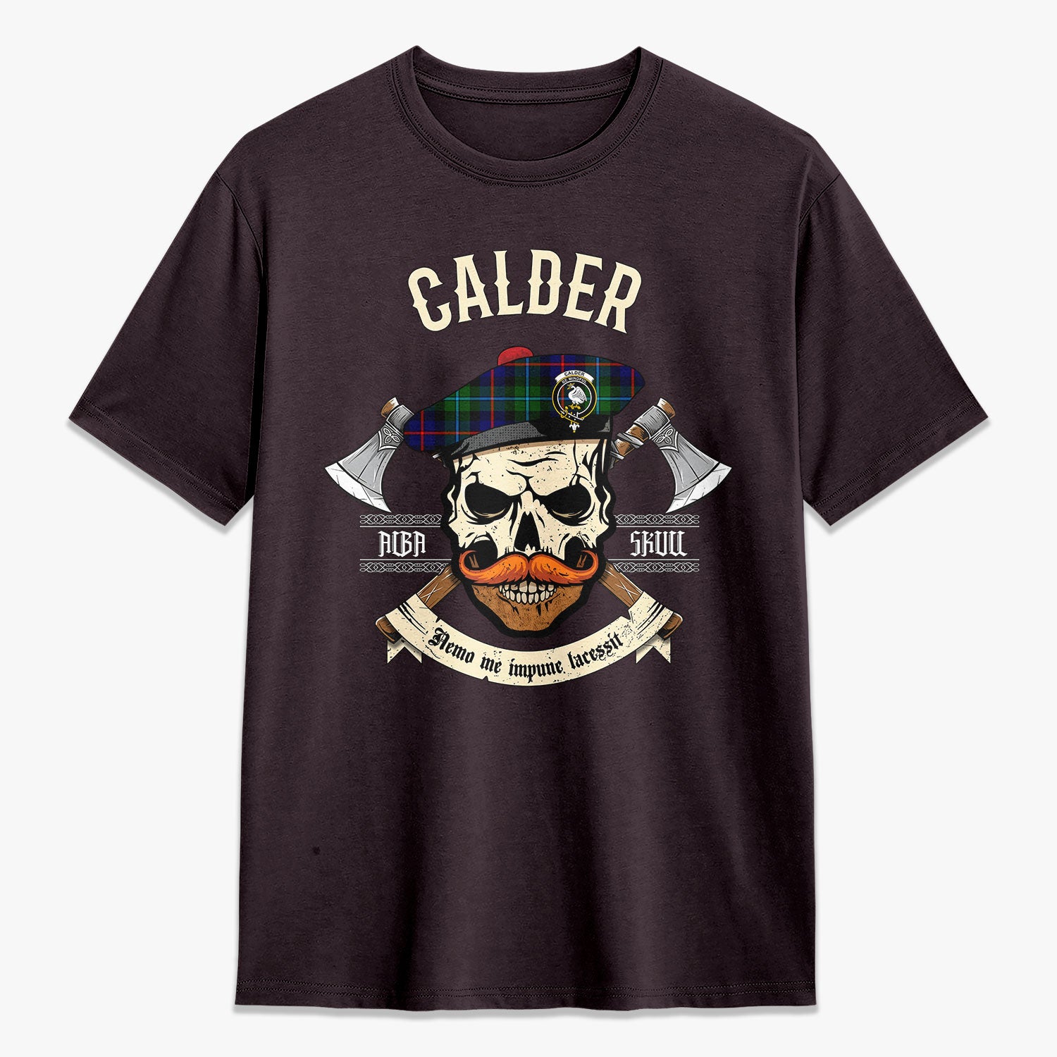 Calder (Calder-Campbell) Tartan Crest 2D T-shirt - Alba Skull Style