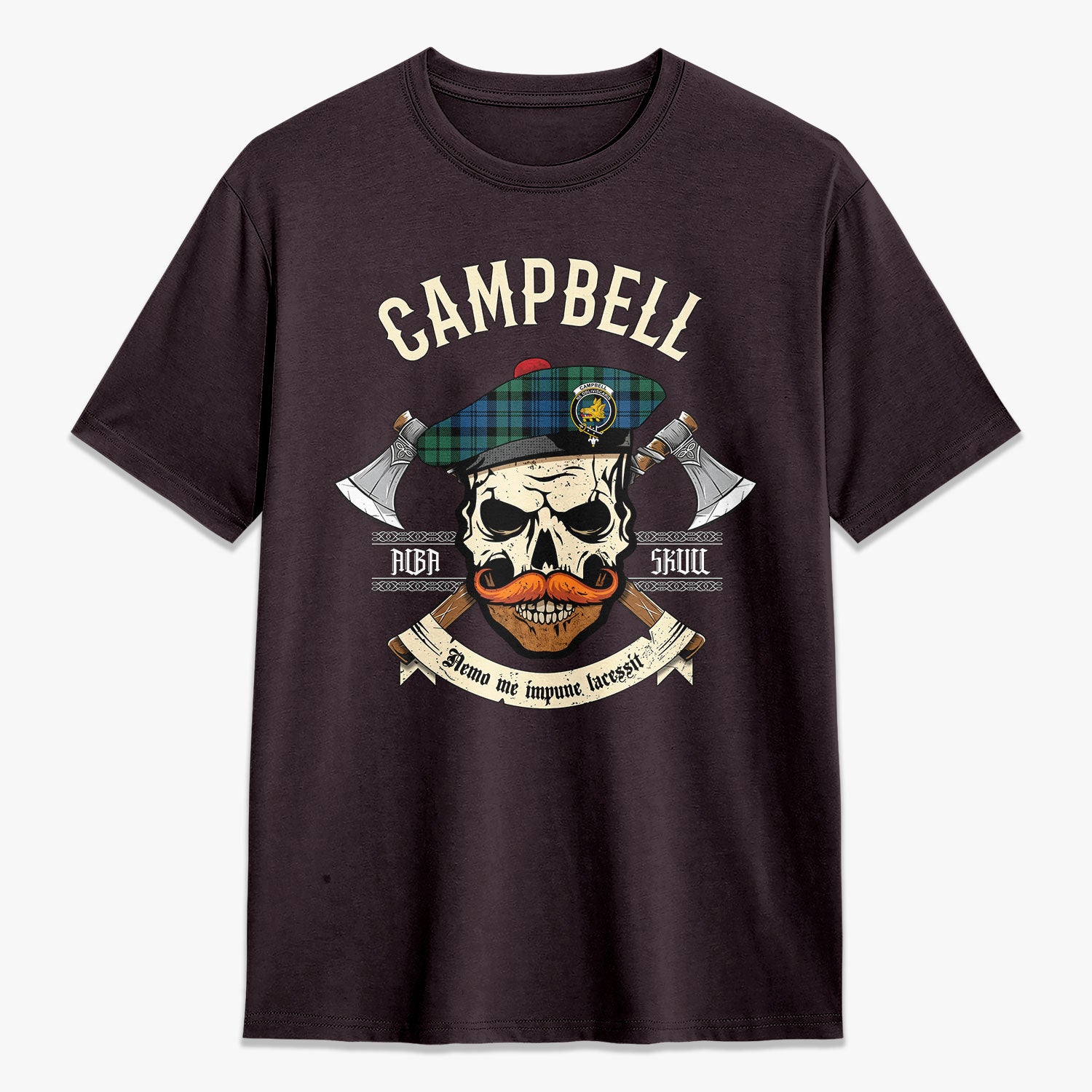 Campbell Ancient 02 Tartan Crest 2D T-shirt - Alba Skull Style