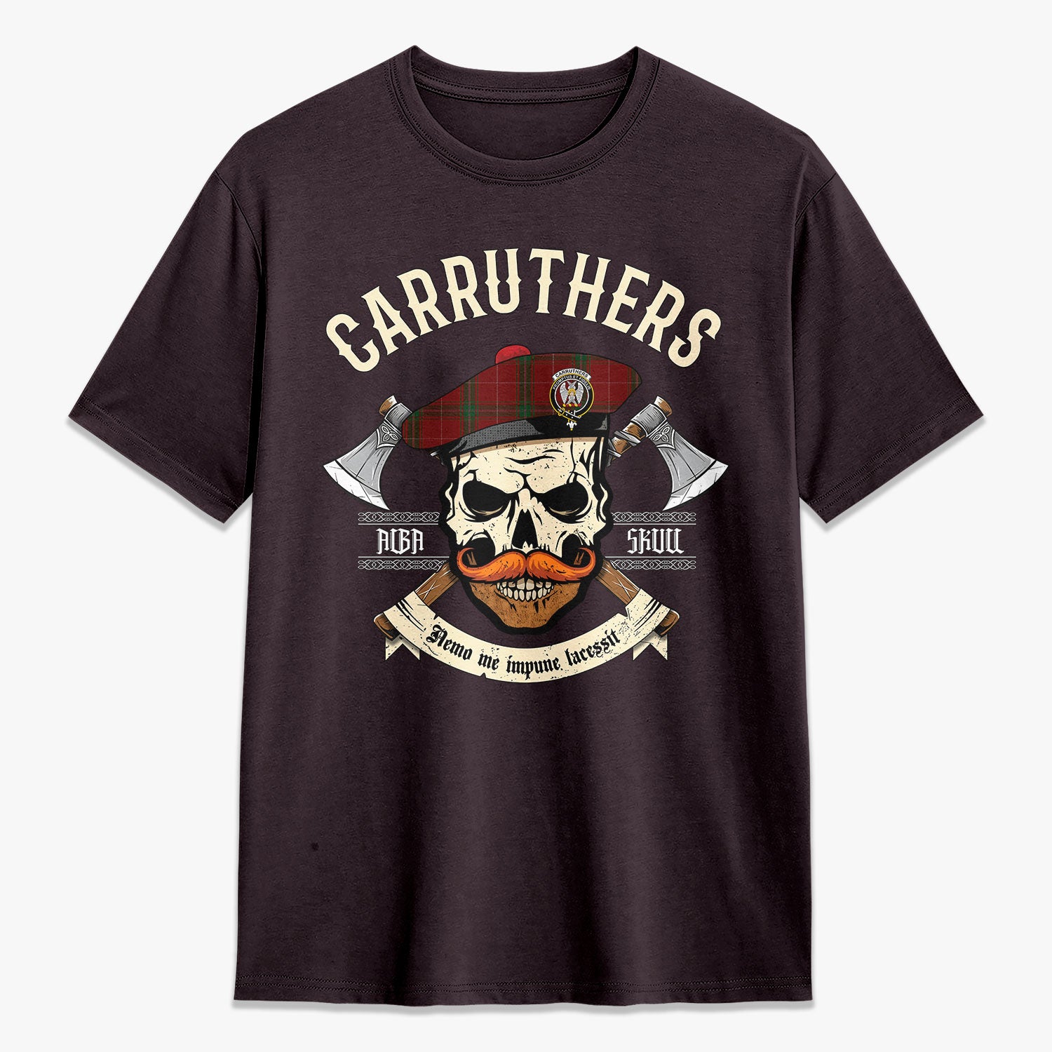 Carruthers Tartan Crest 2D T-shirt - Alba Skull Style