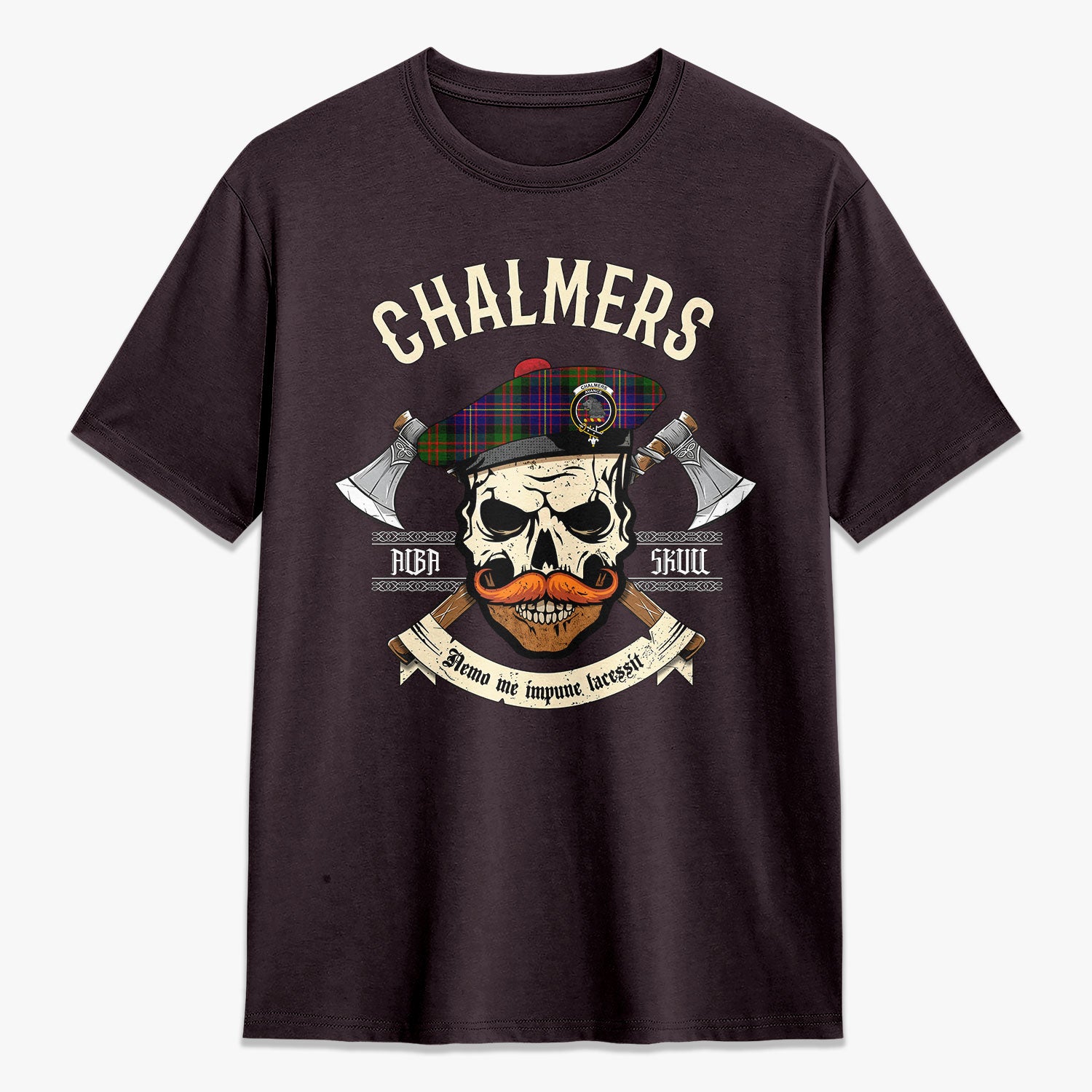 Chalmers Tartan Crest 2D T-shirt - Alba Skull Style