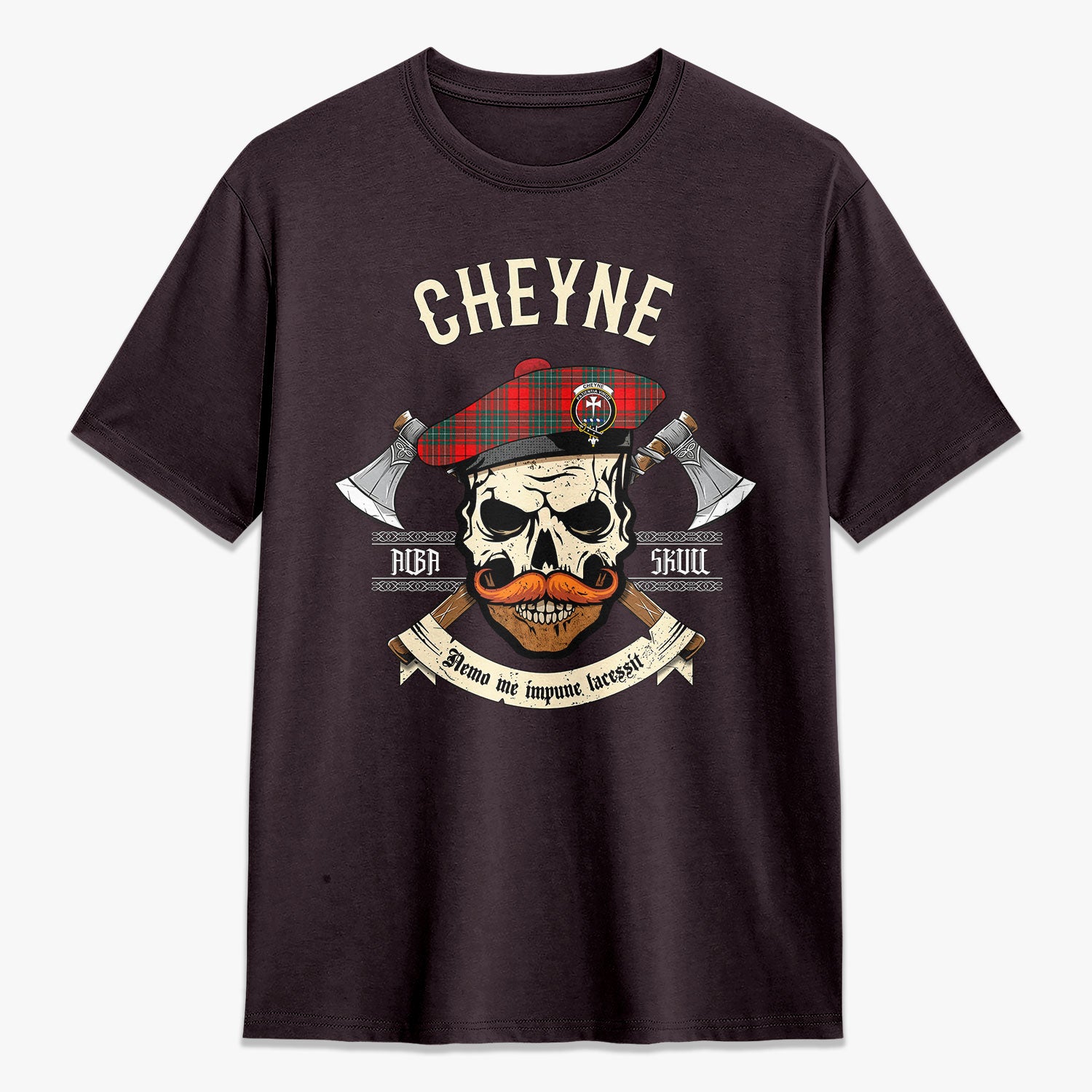 Cheyne Tartan Crest 2D T-shirt - Alba Skull Style