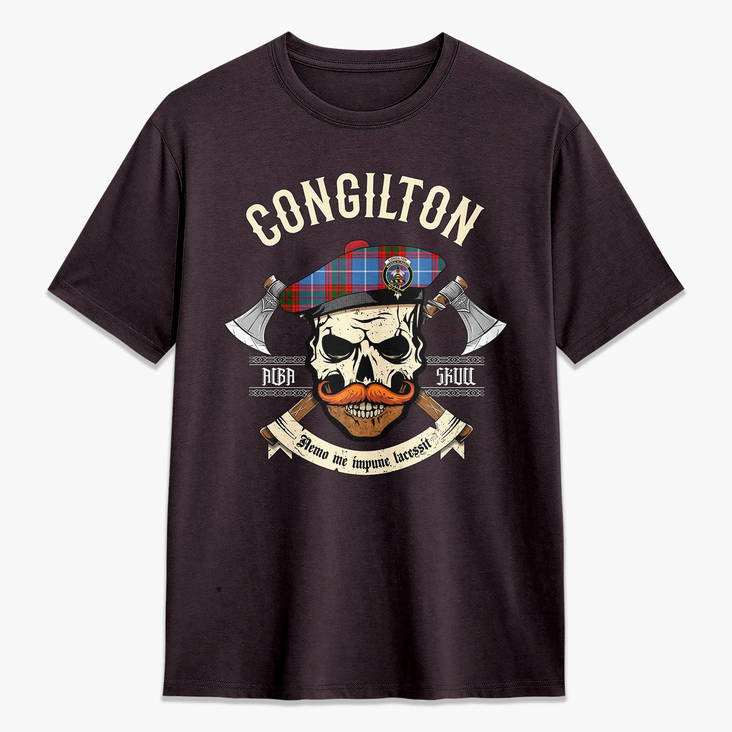 Congilton Tartan Crest 2D T-shirt - Alba Skull Style