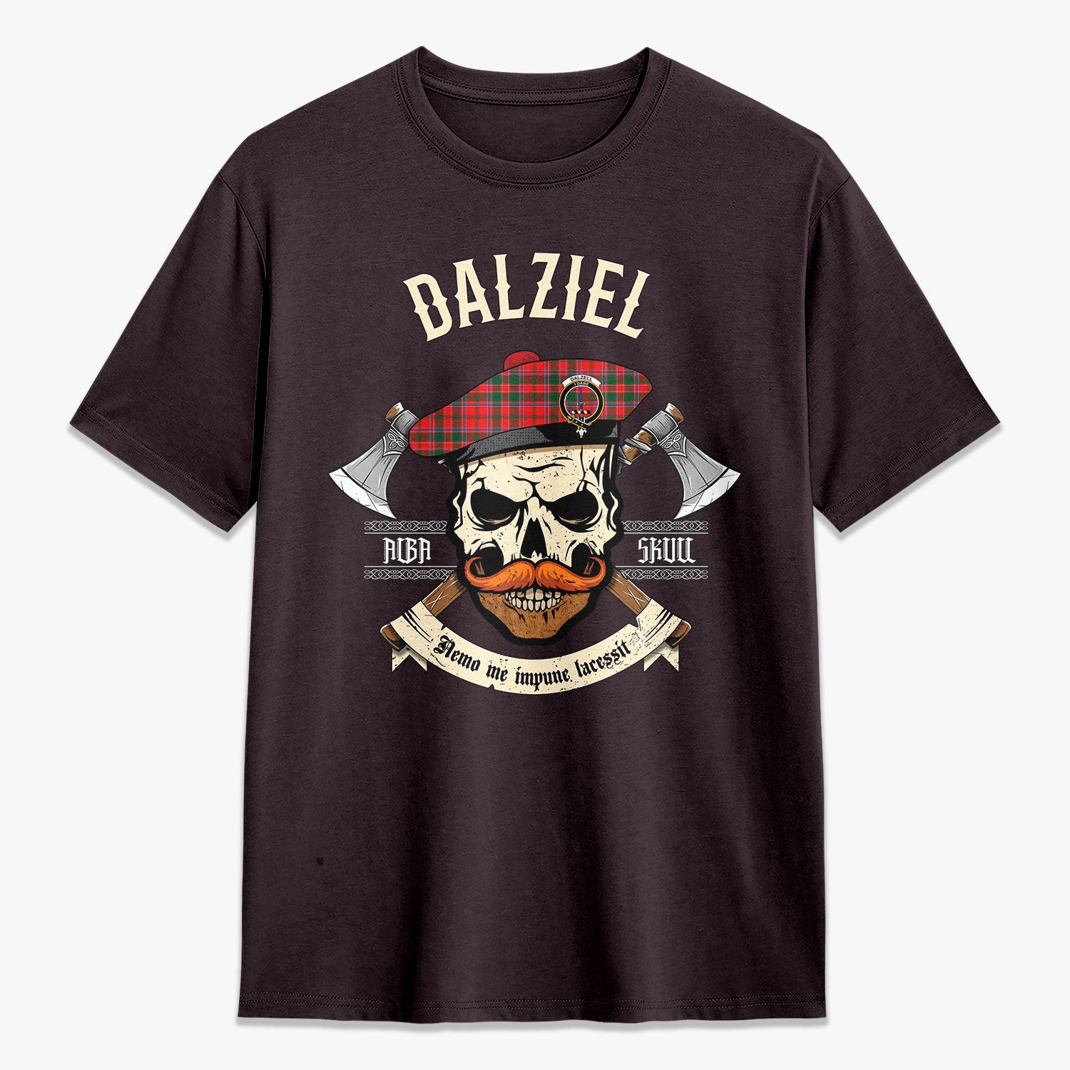 Dalziel Modern Tartan Crest 2D T-shirt - Alba Skull Style