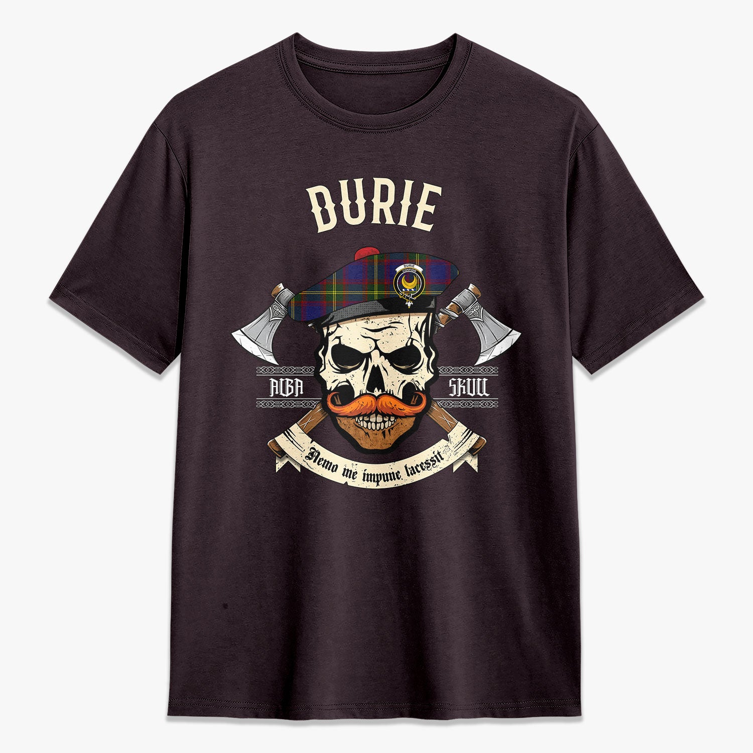 Durie Tartan Crest 2D T-shirt - Alba Skull Style