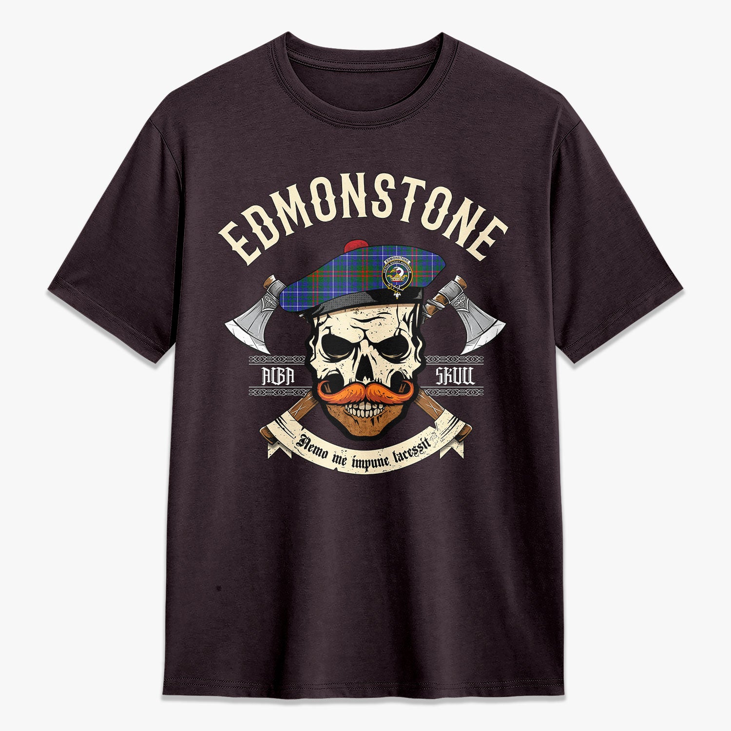 Edmonstone Tartan Crest 2D T-shirt - Alba Skull Style