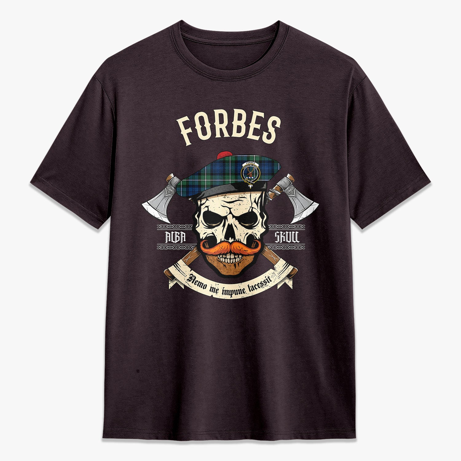 Forbes Ancient Tartan Crest 2D T-shirt - Alba Skull Style