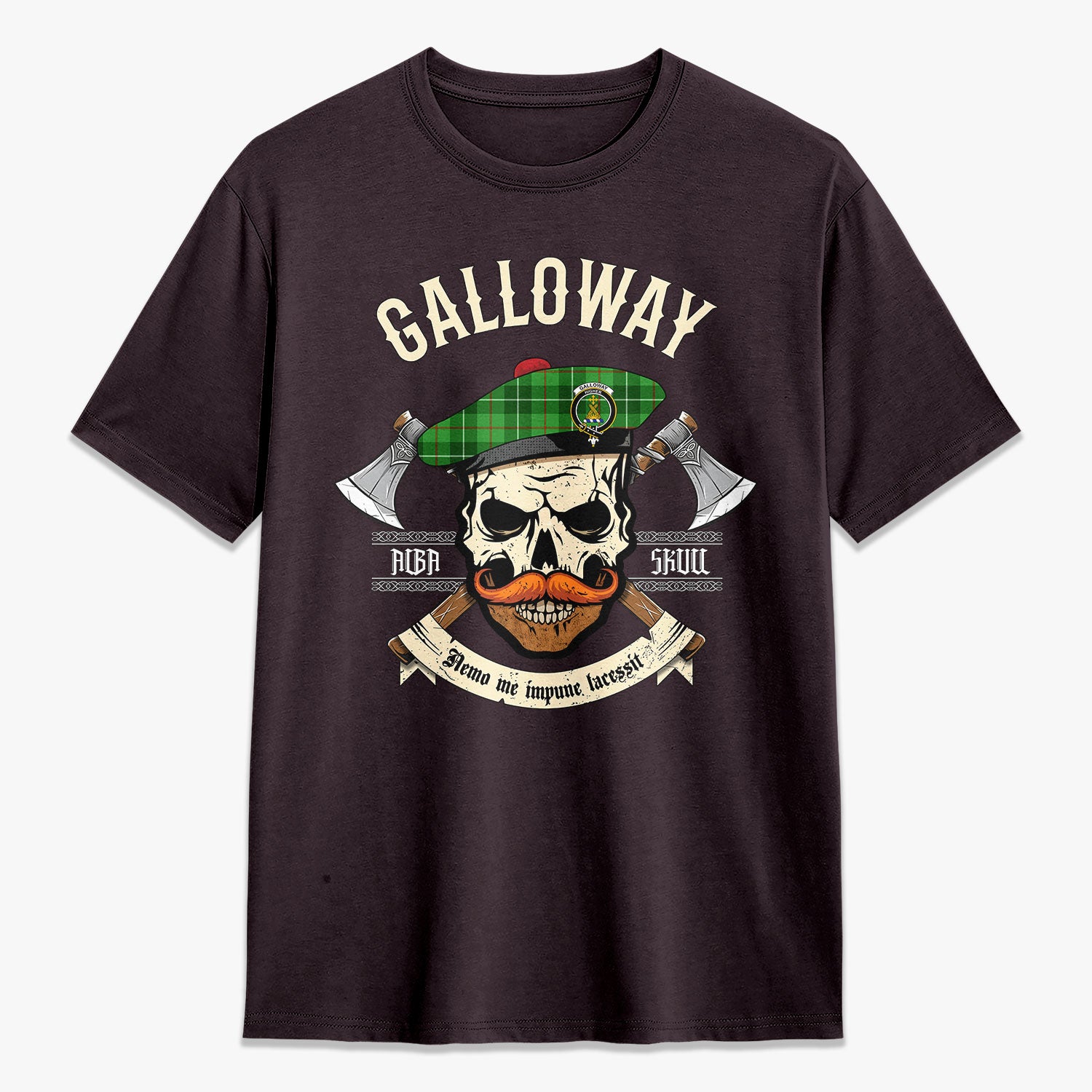 Galloway District Tartan Crest 2D T-shirt - Alba Skull Style