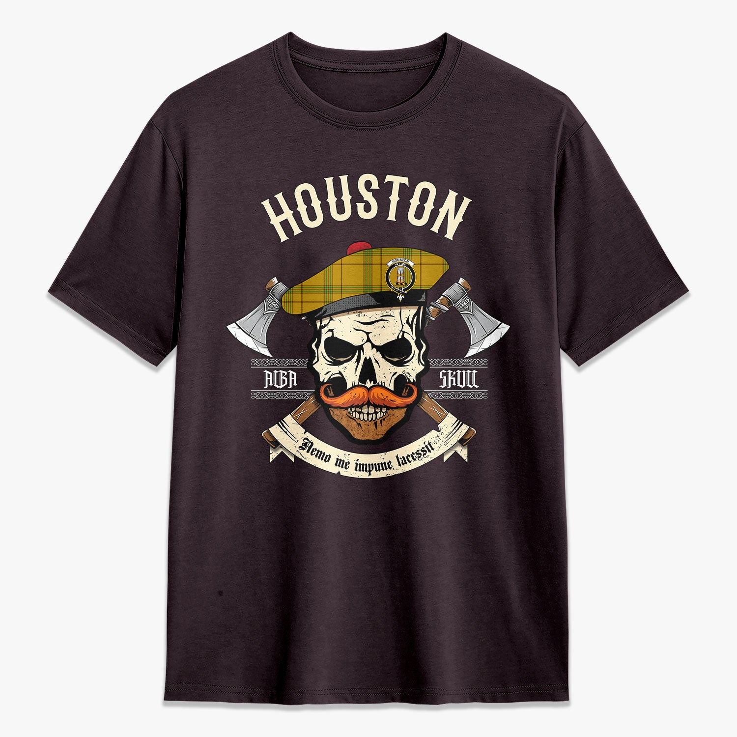 Houston Tartan Crest 2D T-shirt - Alba Skull Style