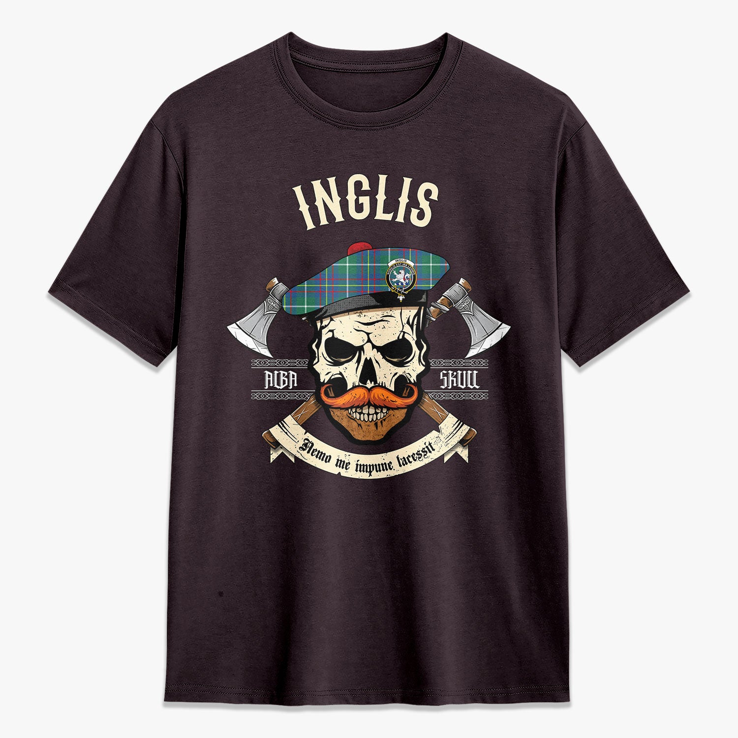 Inglis Ancient Tartan Crest 2D T-shirt - Alba Skull Style