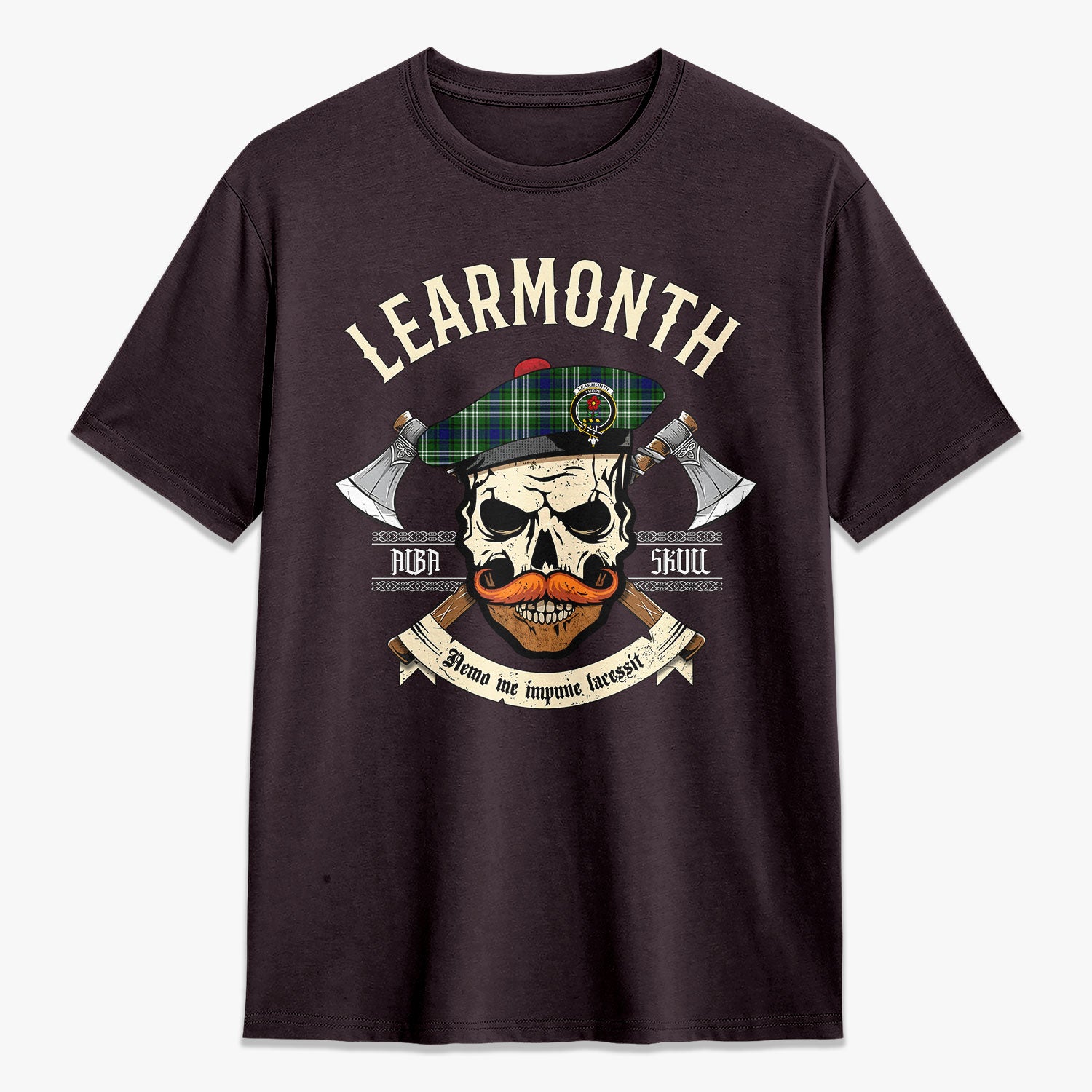 Learmonth Tartan Crest 2D T-shirt - Alba Skull Style