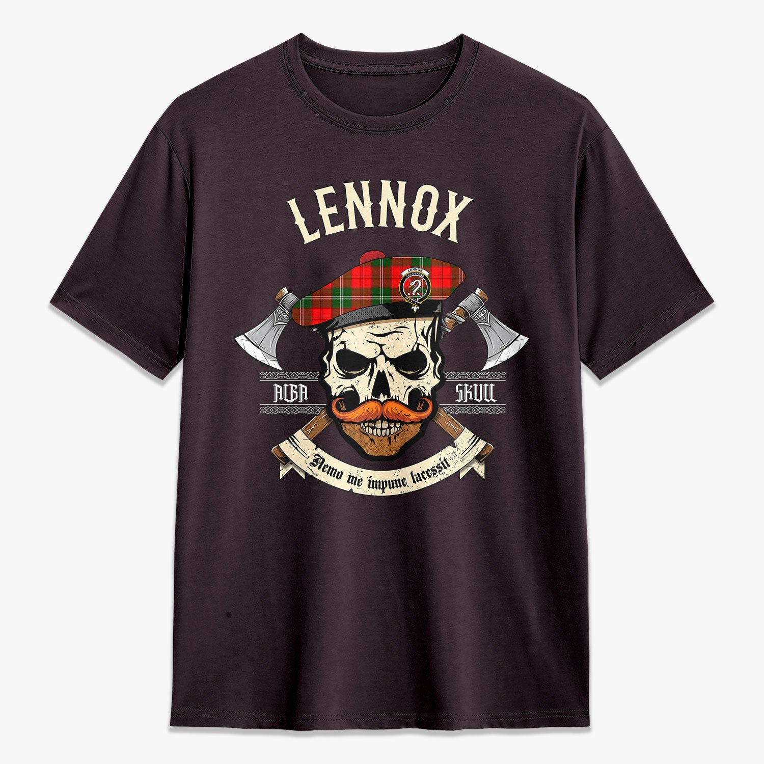 Lennox Tartan Crest 2D T-shirt - Alba Skull Style