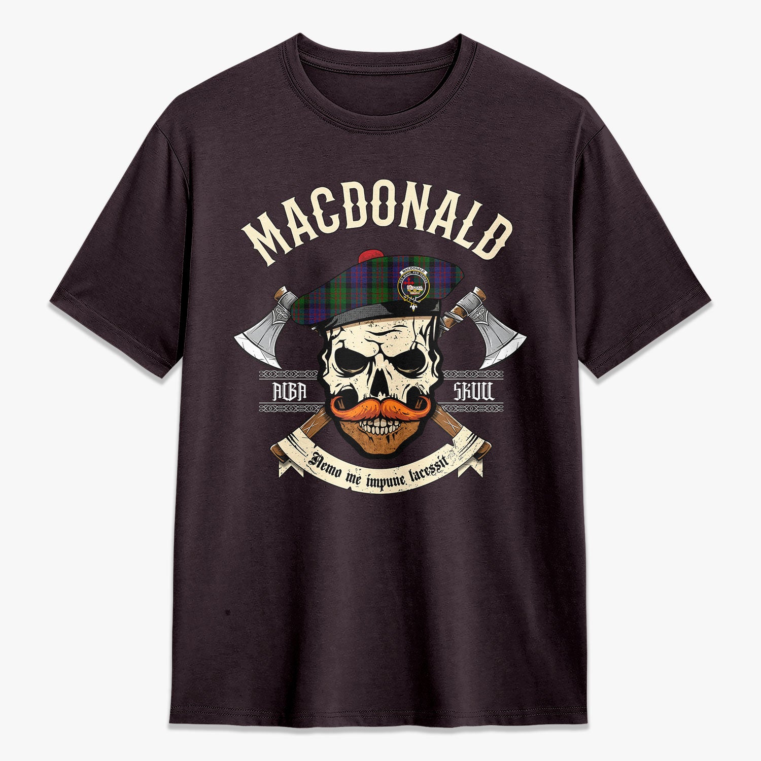 MacDonald Tartan Crest 2D T-shirt - Alba Skull Style